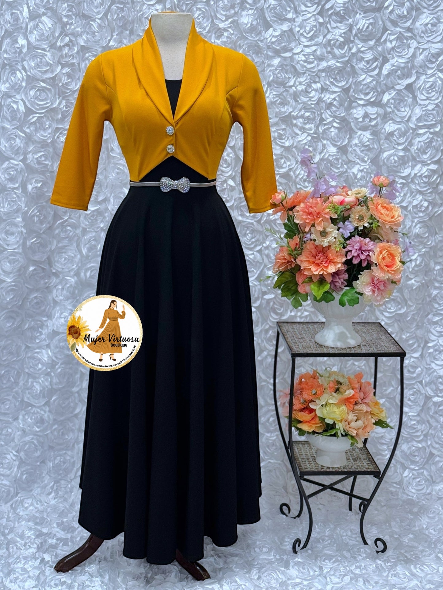 Mustard/Black Blazer Dress