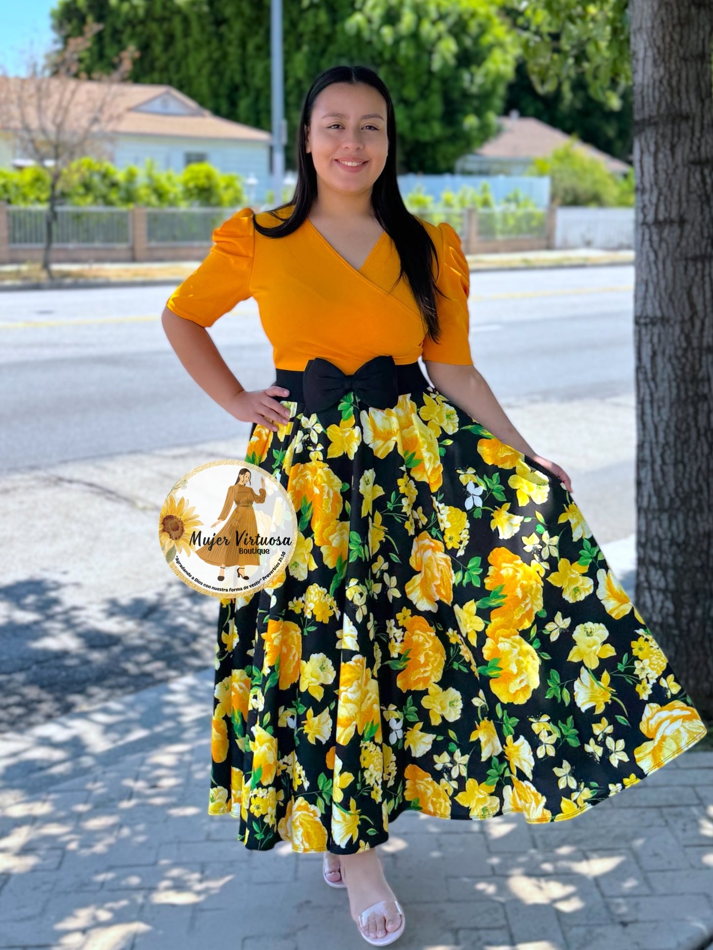 Susan Mango/Black Floral Dress