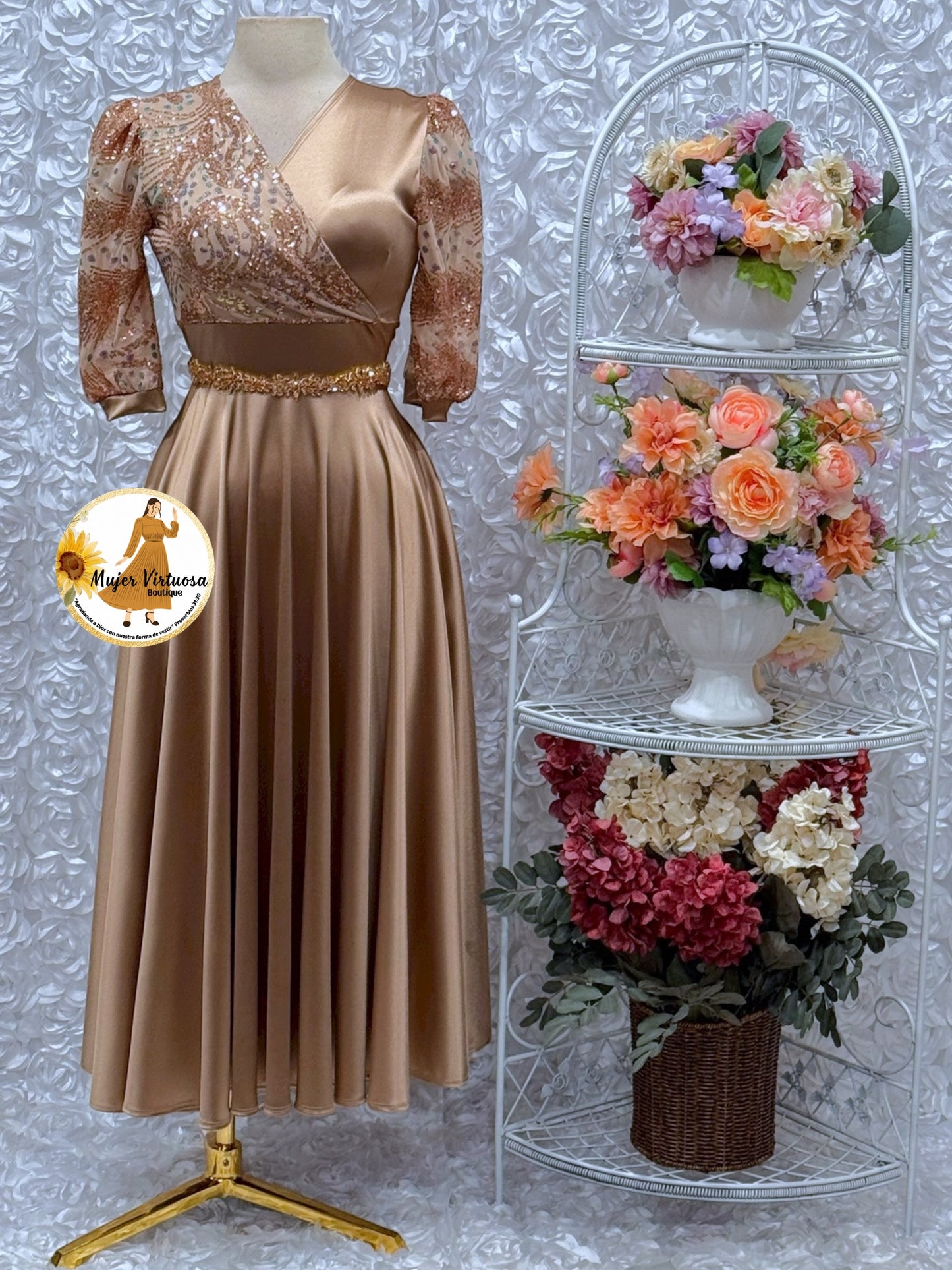 Charlotte Mocha Satin Dress