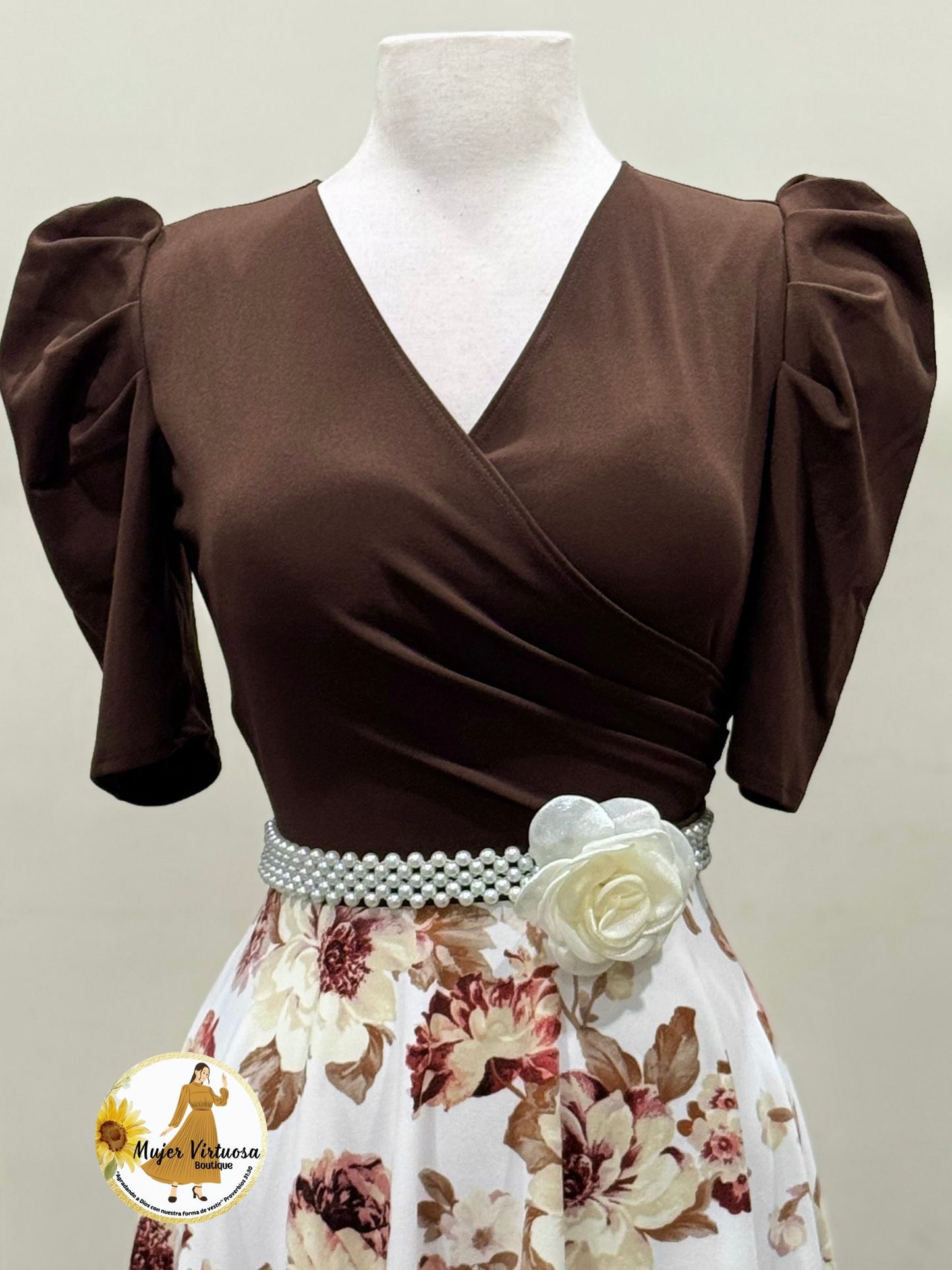 Susan Brown & Cream Floral Dress