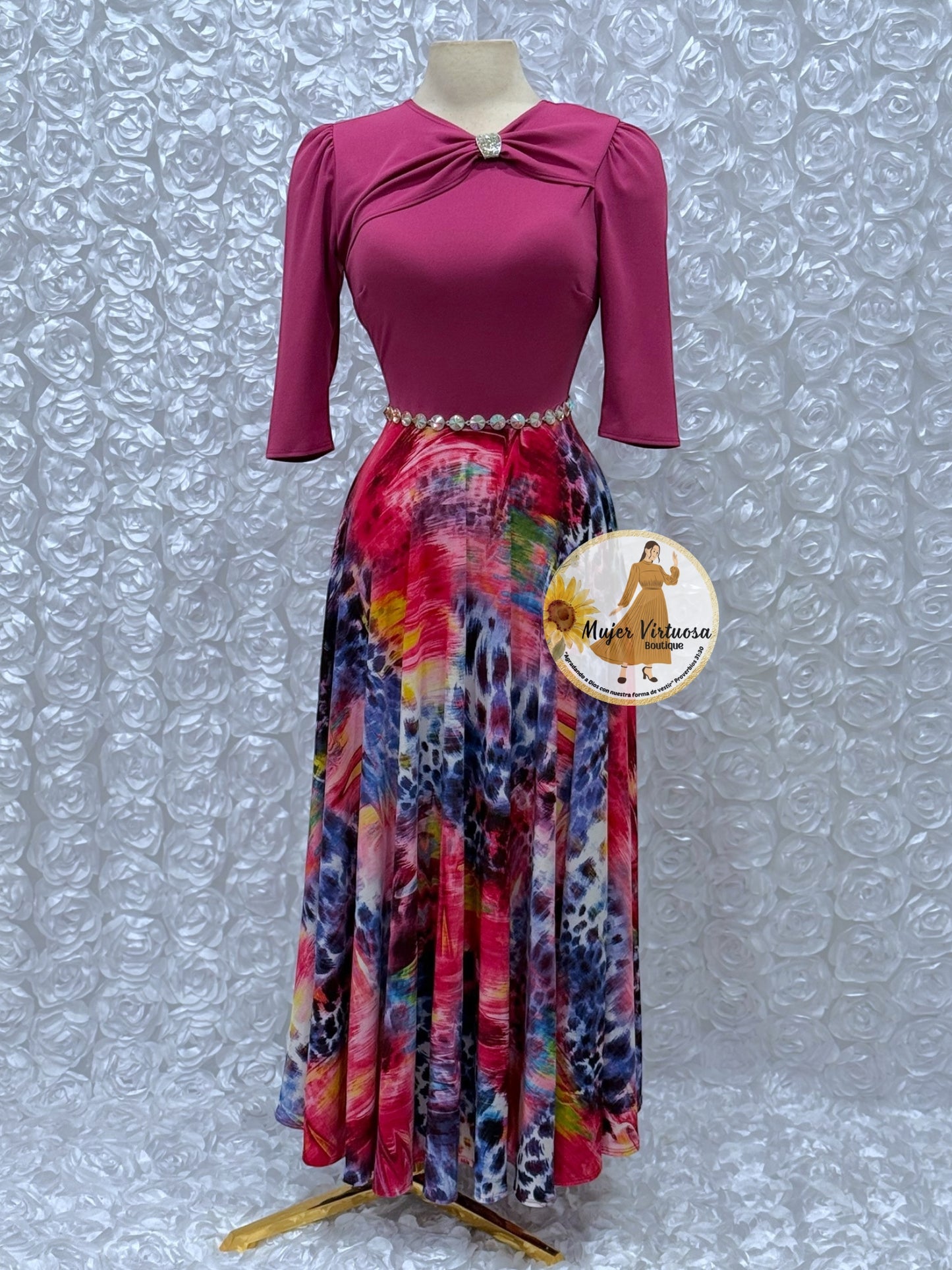 Rosalie Magenta Multicolor Dress