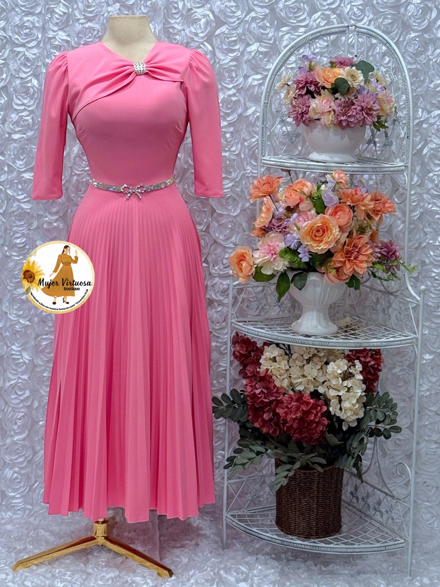 Rosalie Pink Pleated Dress