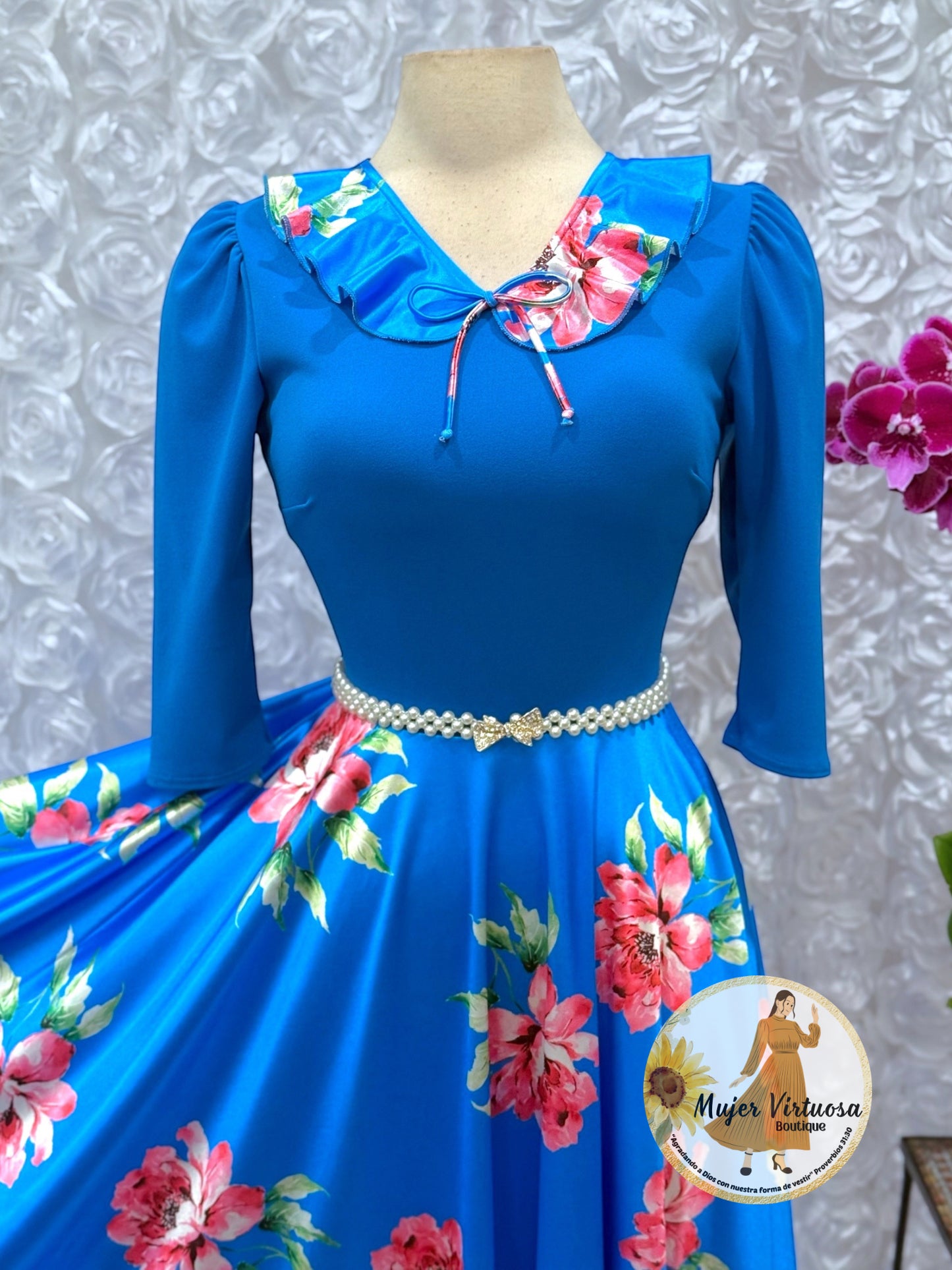 Francesca Blue Satin Dress