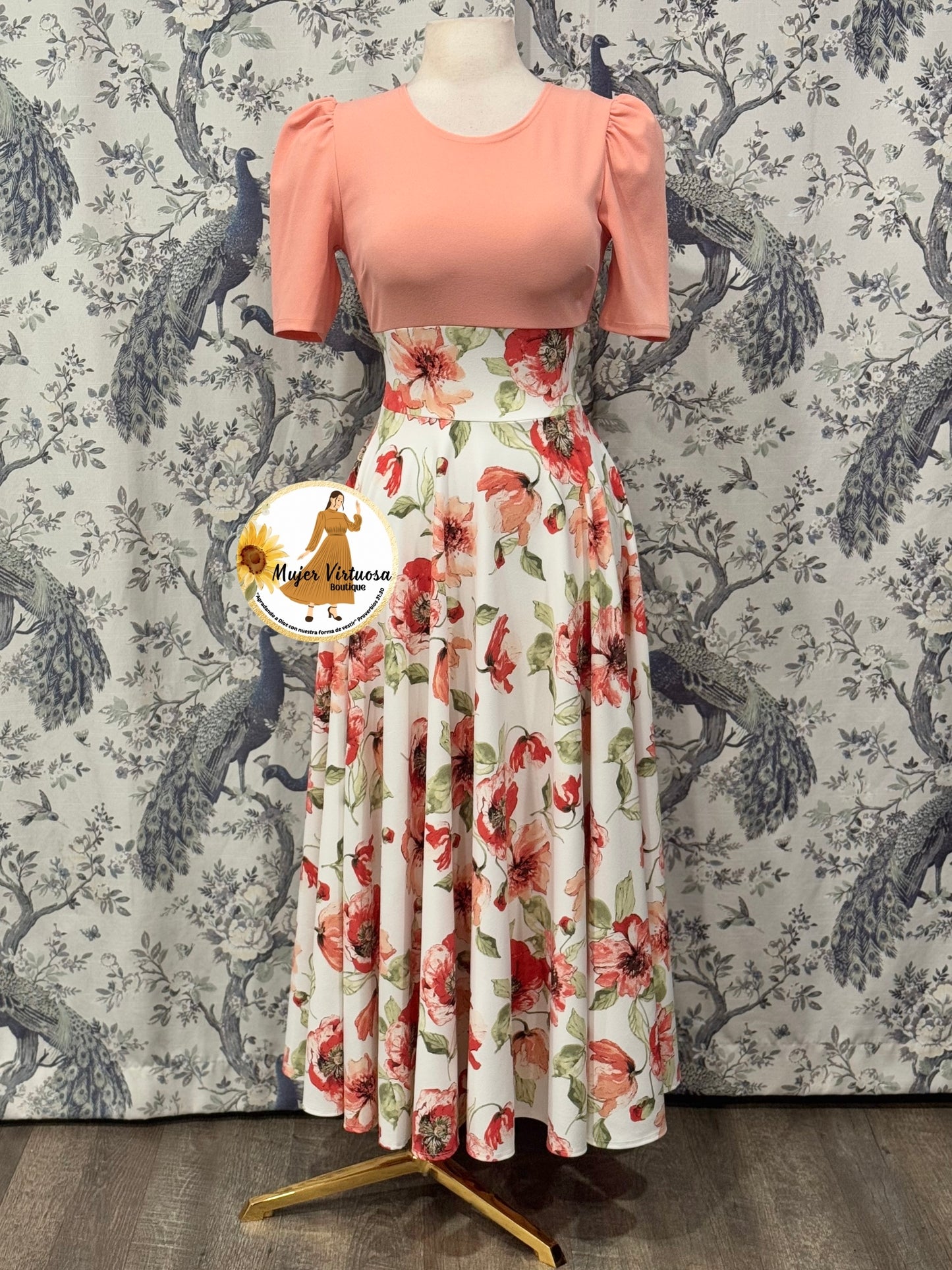 Eliana Melon Floral Dress