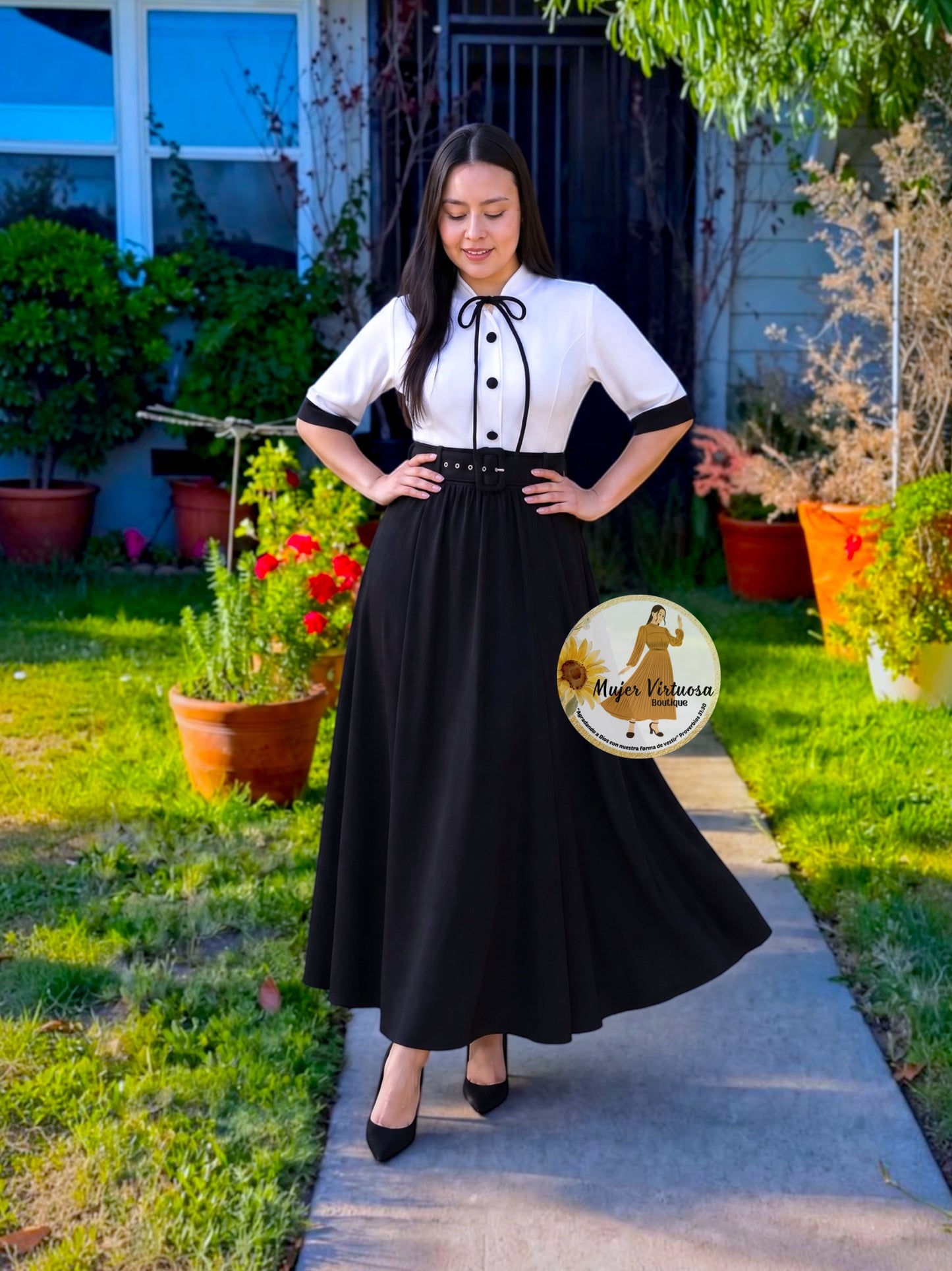 Maya White & Black Dress
