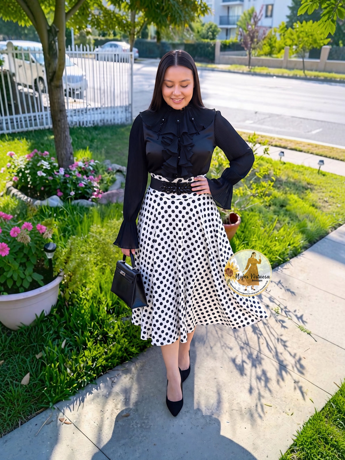Elegant Black Ruffles Blouse