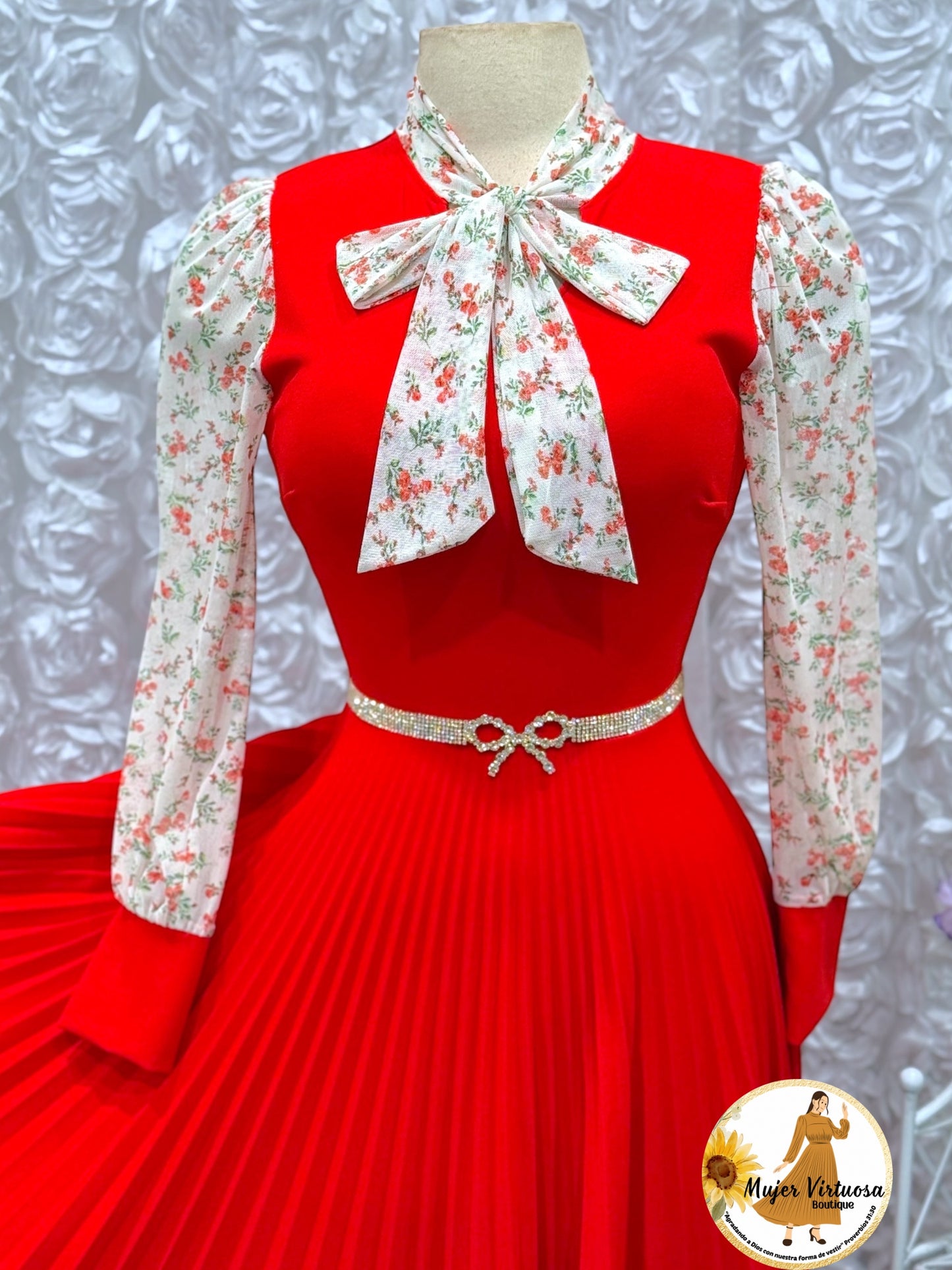 Brenda Red Floral Dress