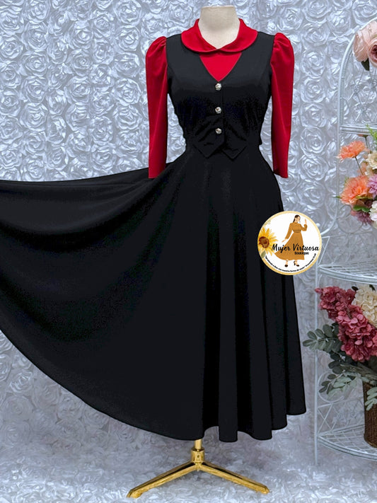 Red & Black 2 in 1 Dress