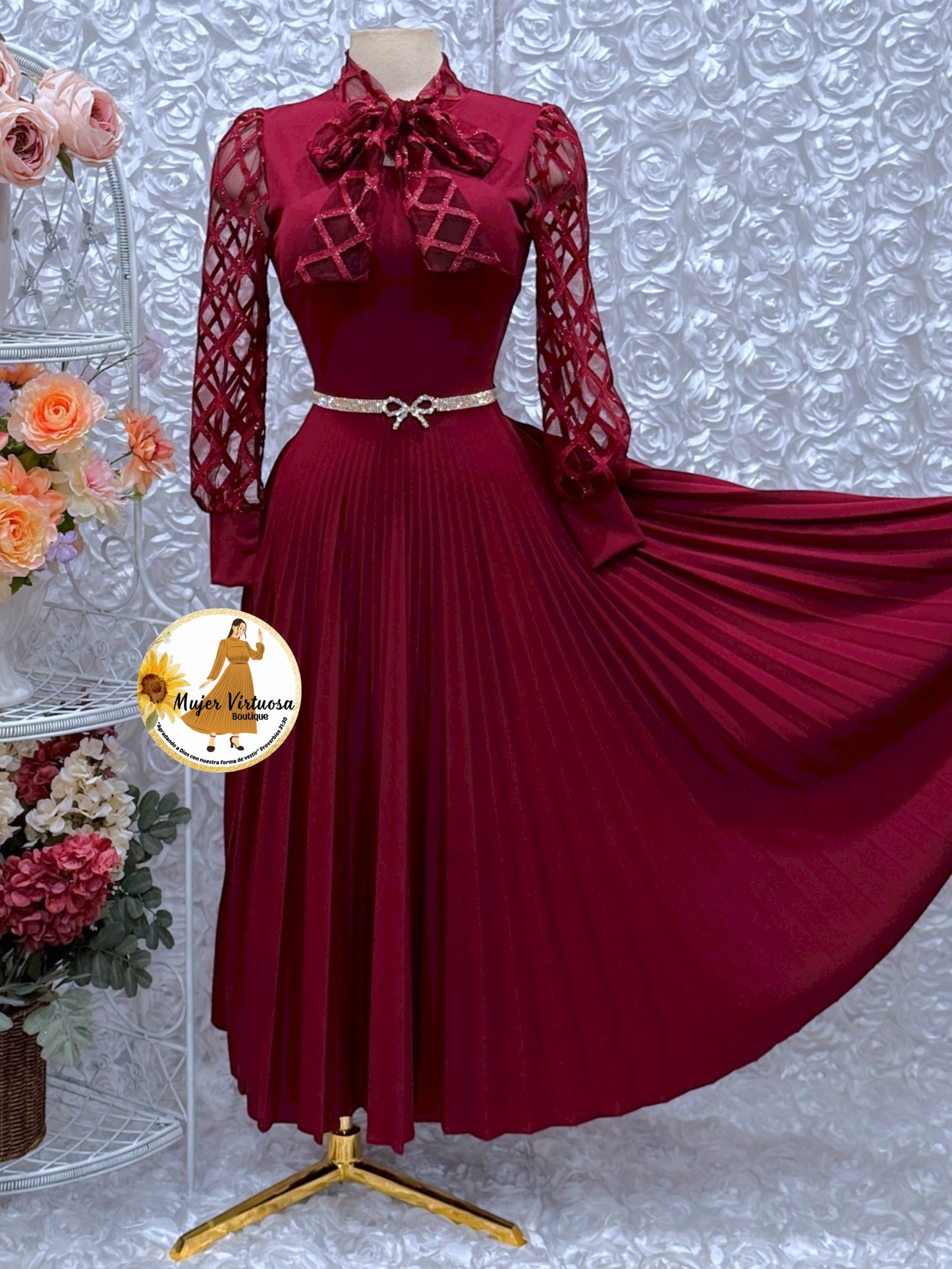 Brenda Burgundy Dress