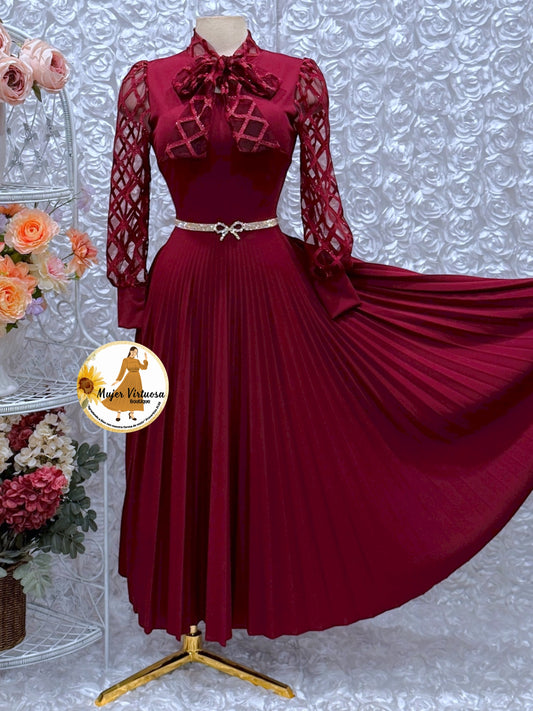 Brenda Burgundy Dress