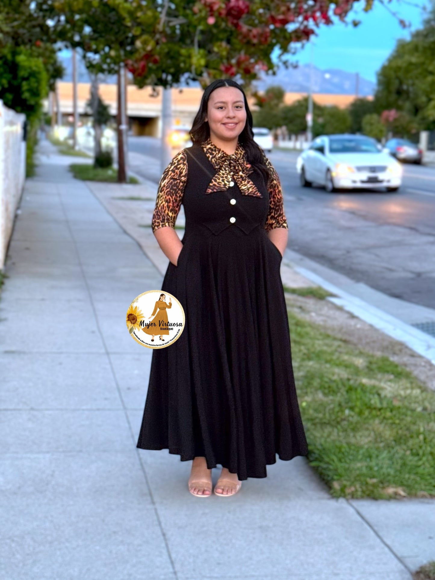 Sara Black Vest Overall