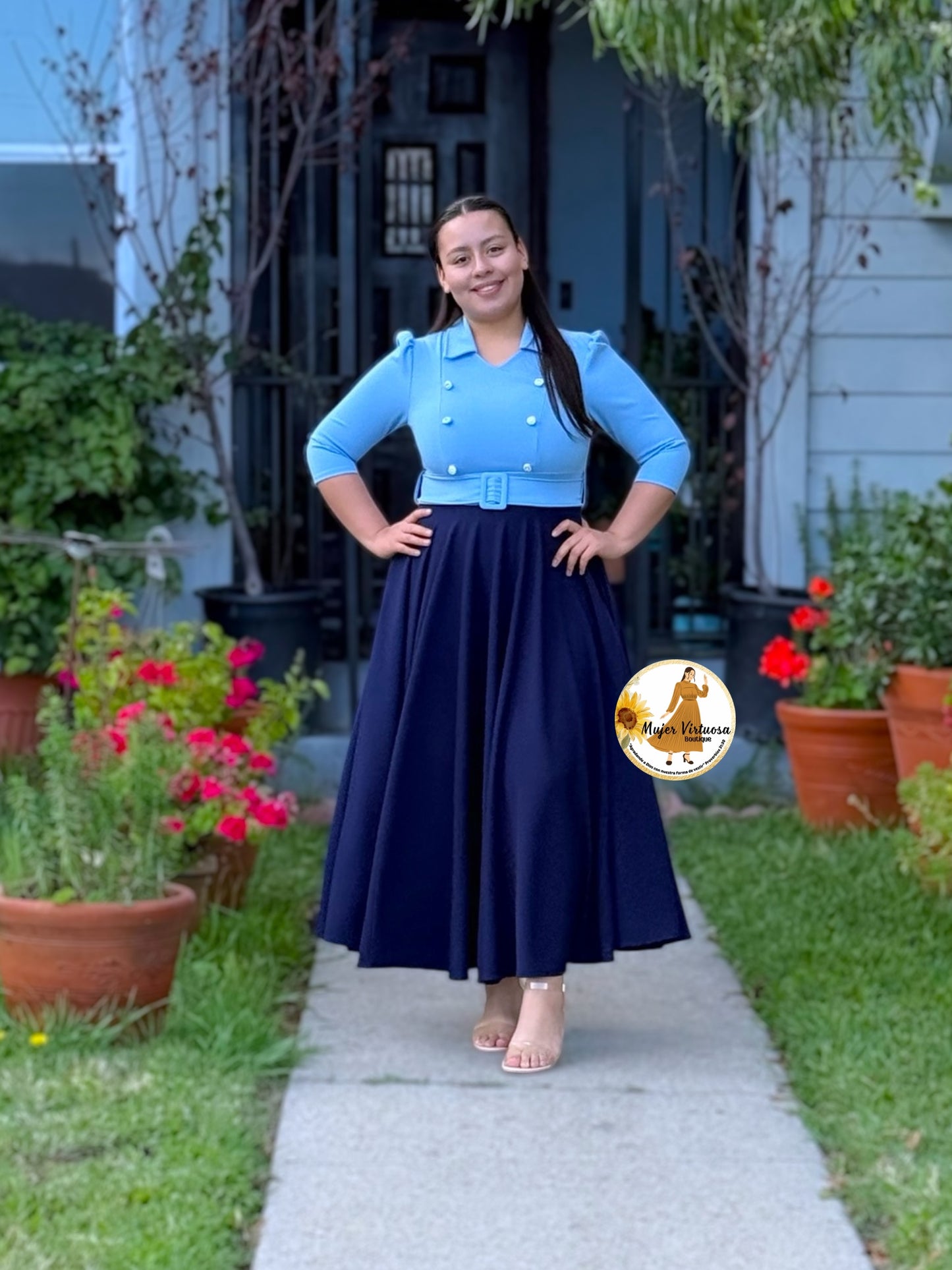 Frida Sky & Navy Blue Dress