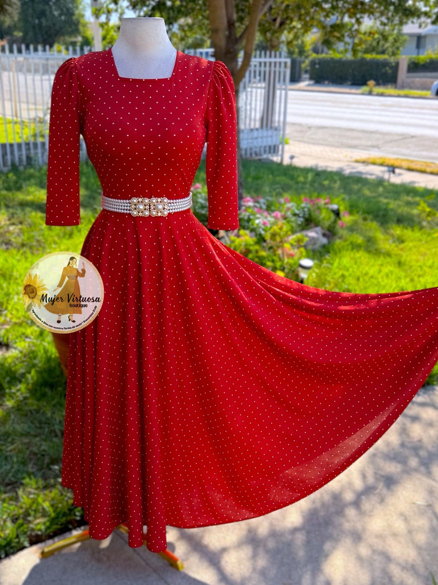 Eunice Terracota Polka Dot Dress