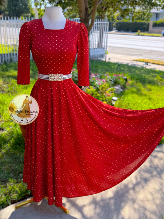 Eunice Terracota Polka Dot Dress
