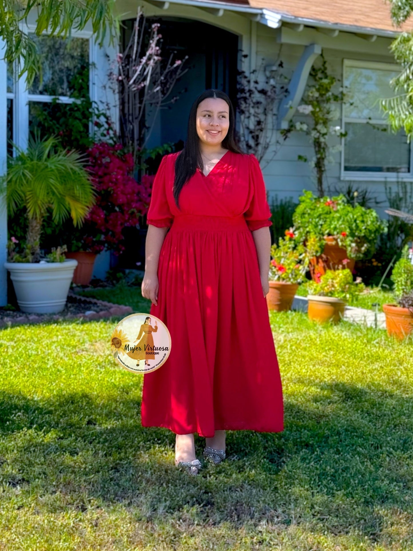 Julisa Red Chiffon Dress