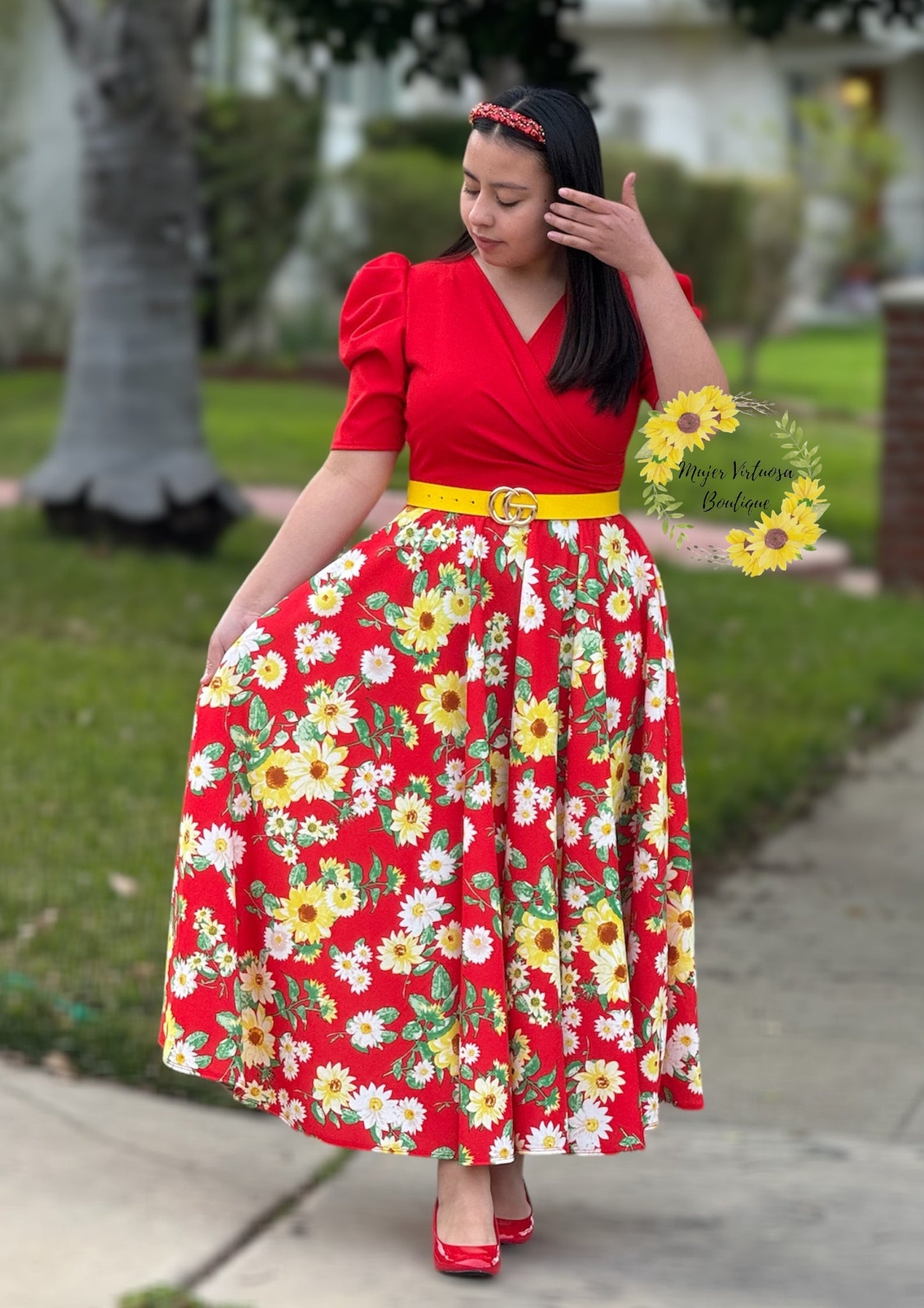 Susan Red Daisy Dress