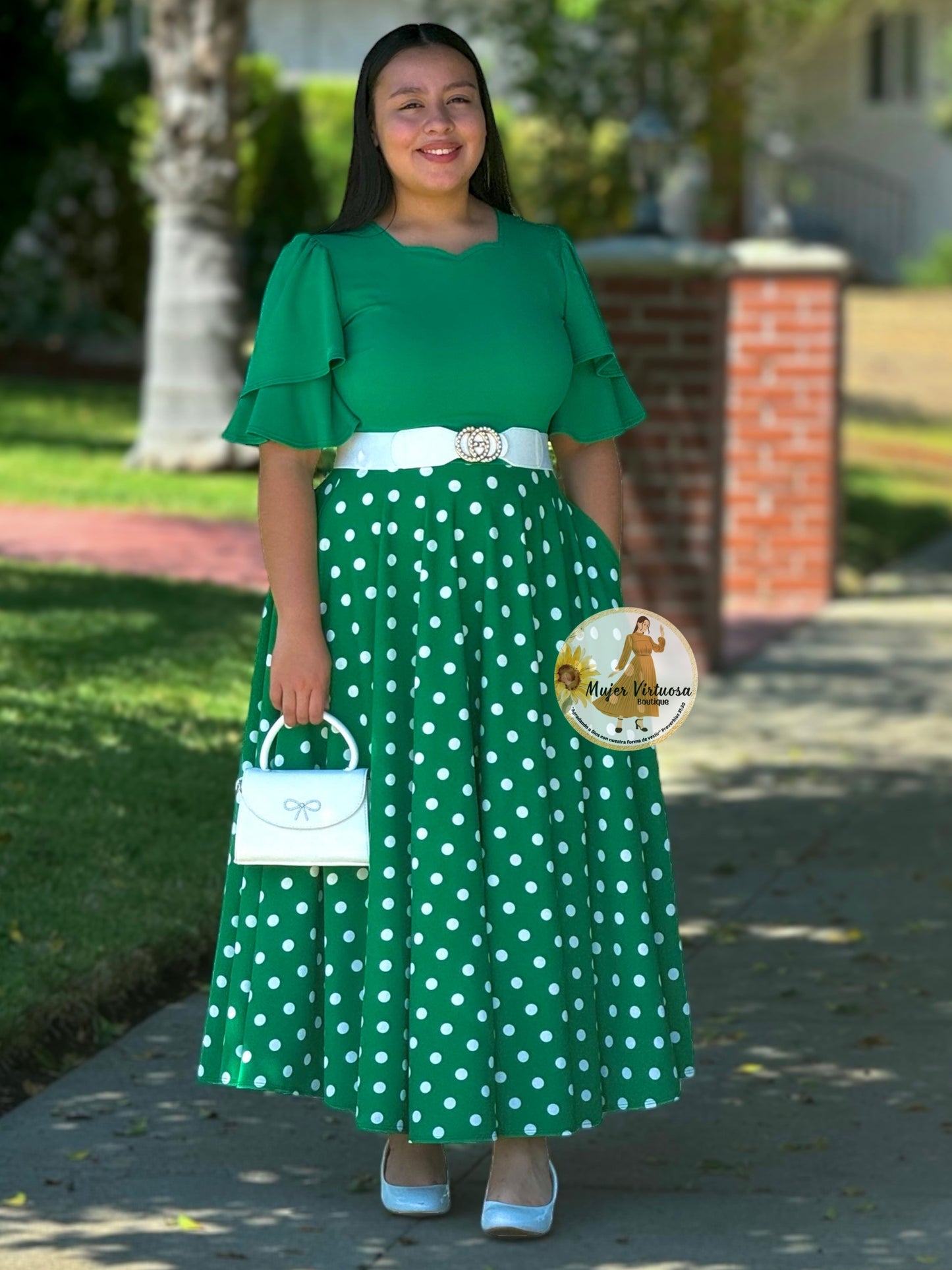 Olivia Green Polka Dot Dress