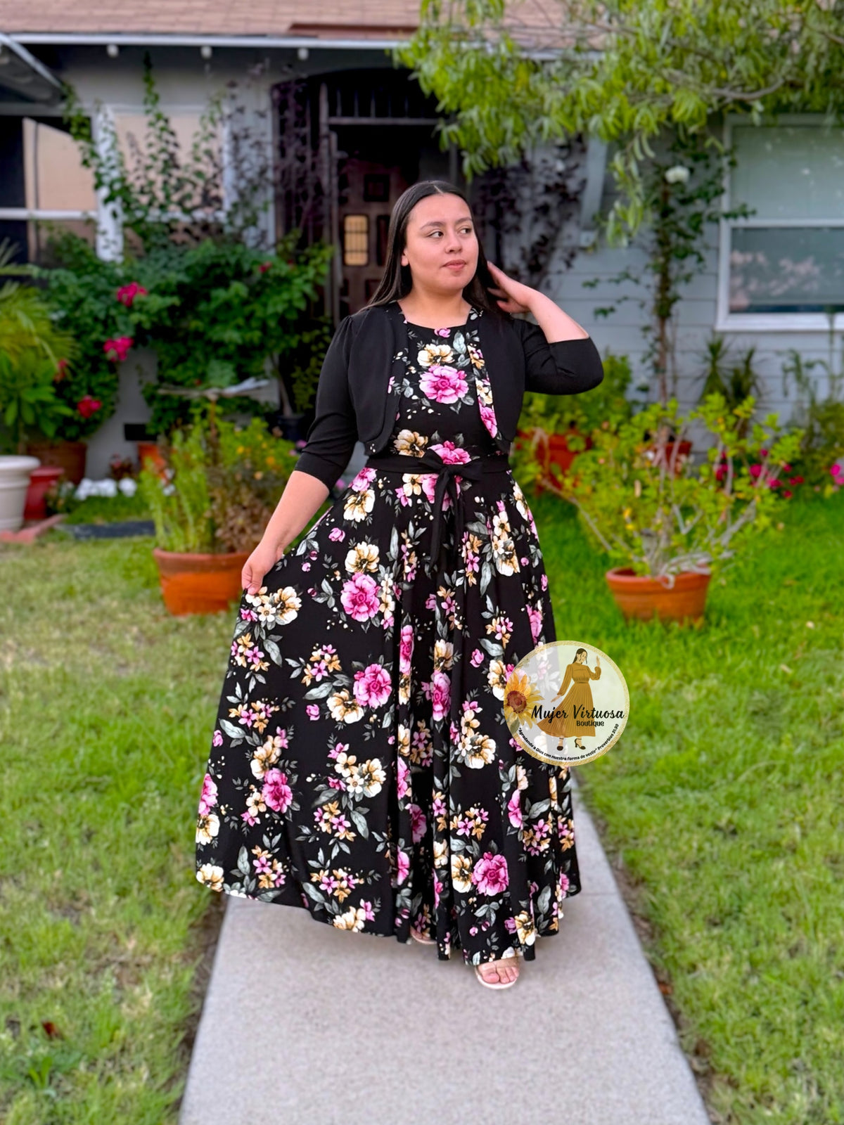 Emma Black Floral Blazer Dress