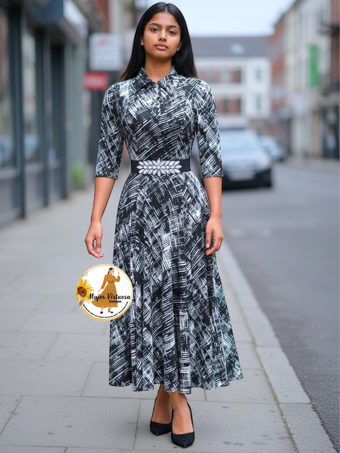 Minerva Black & White Dress