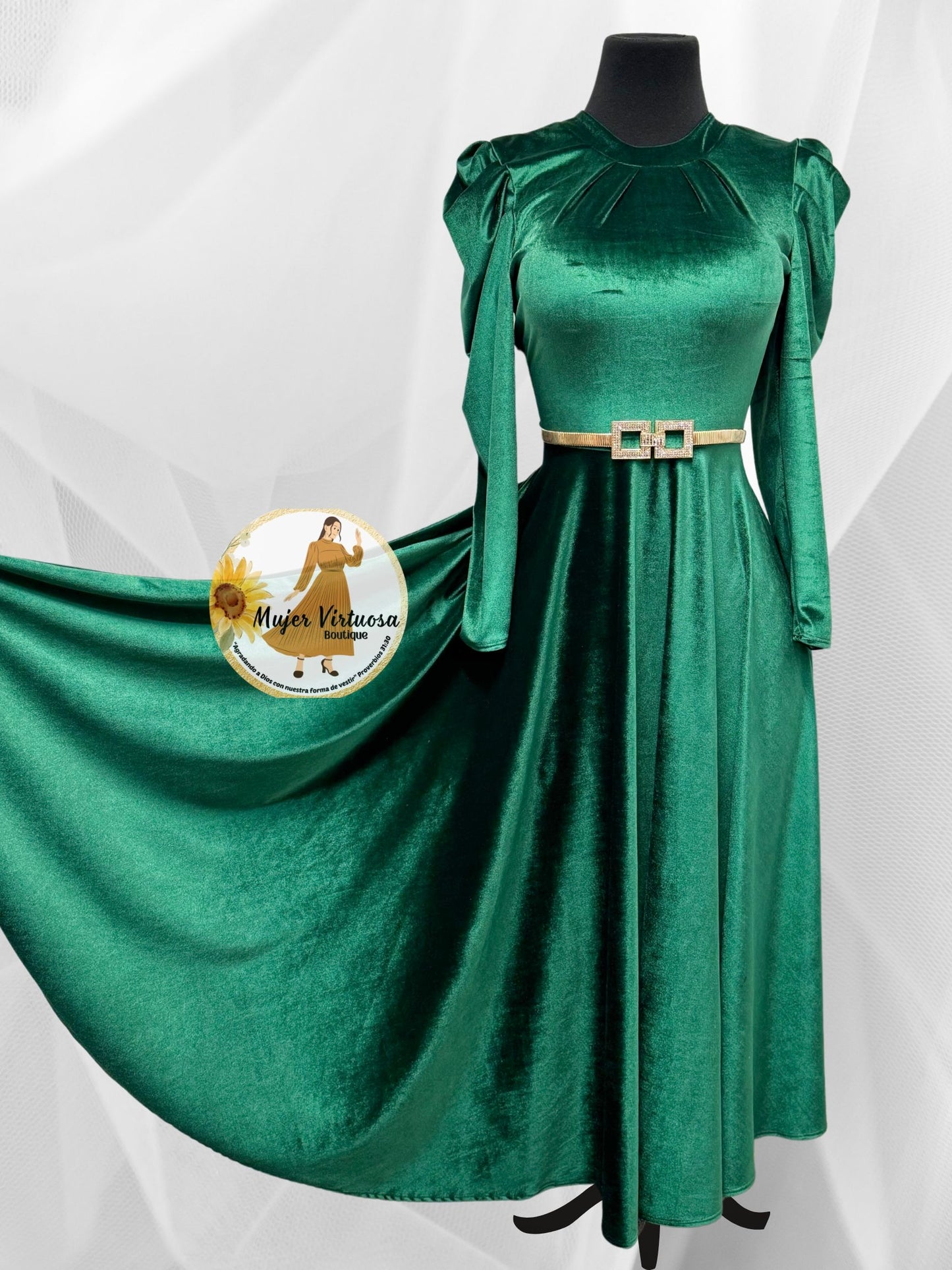 Eloisa Kelly Green Velvet Dress