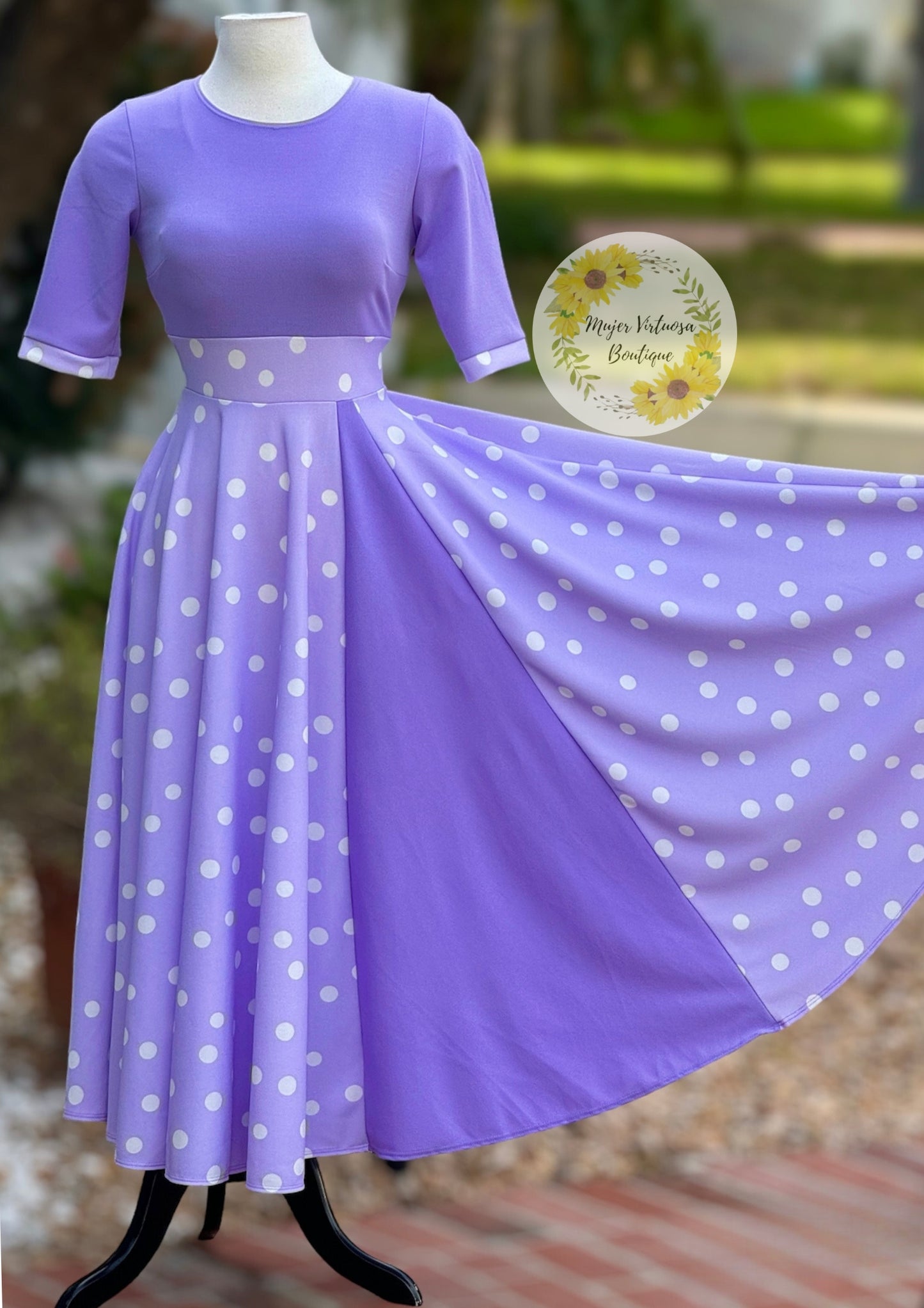 Andrea Lilac 💜 Polka Dot Dress