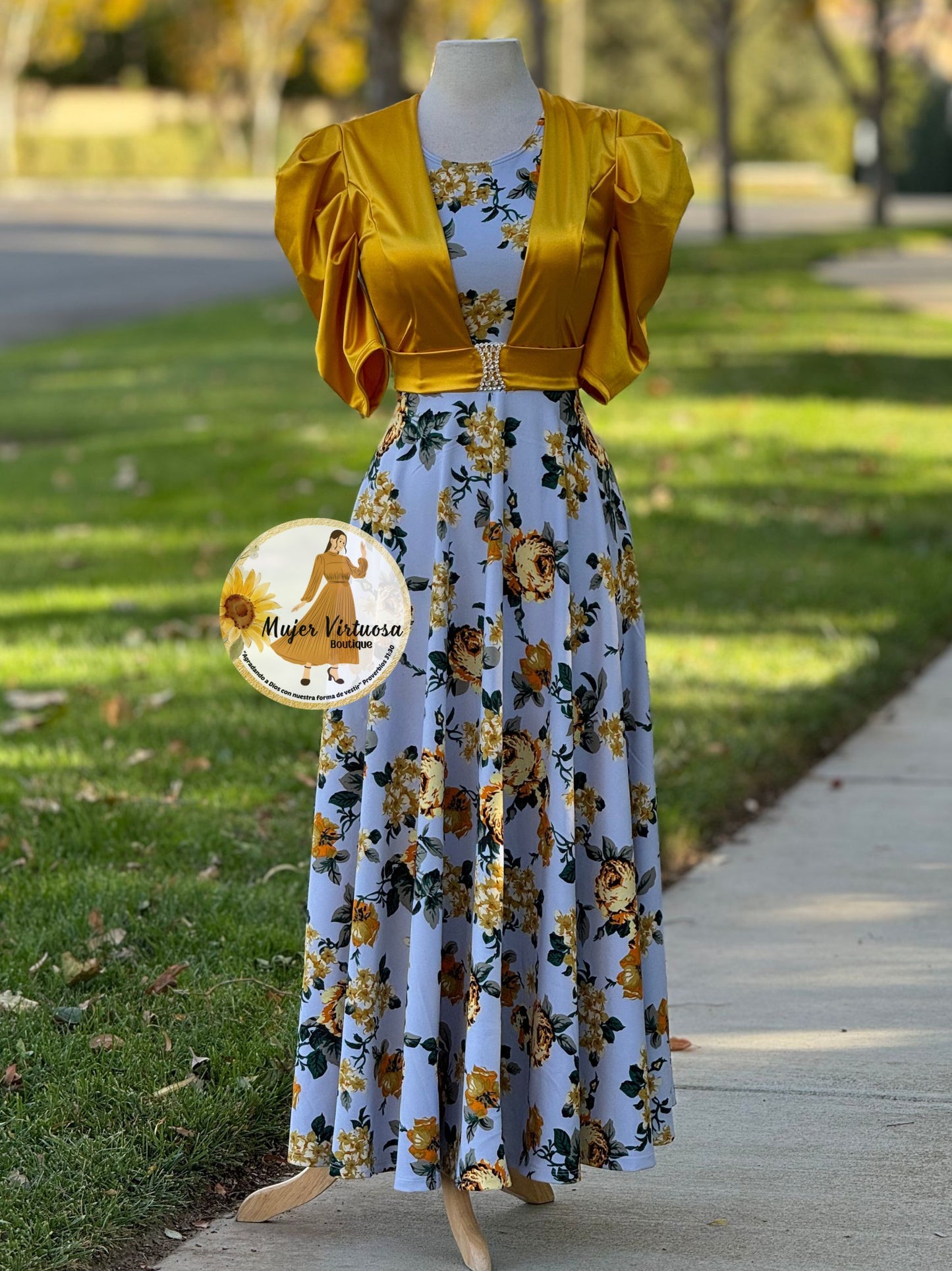 Saori Baby Blue & Mustard Satin Blazer Dress