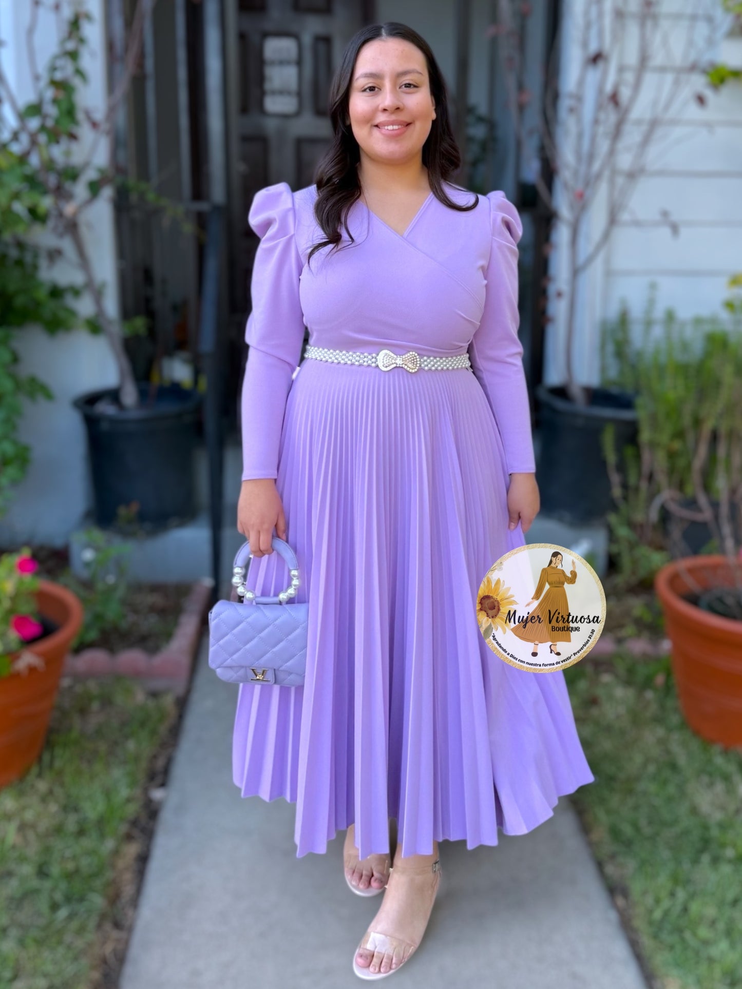 Yvette Lilac Pleated Dress