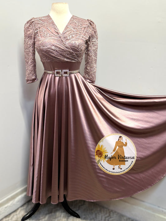 Cecilia Mauve Satin Dress