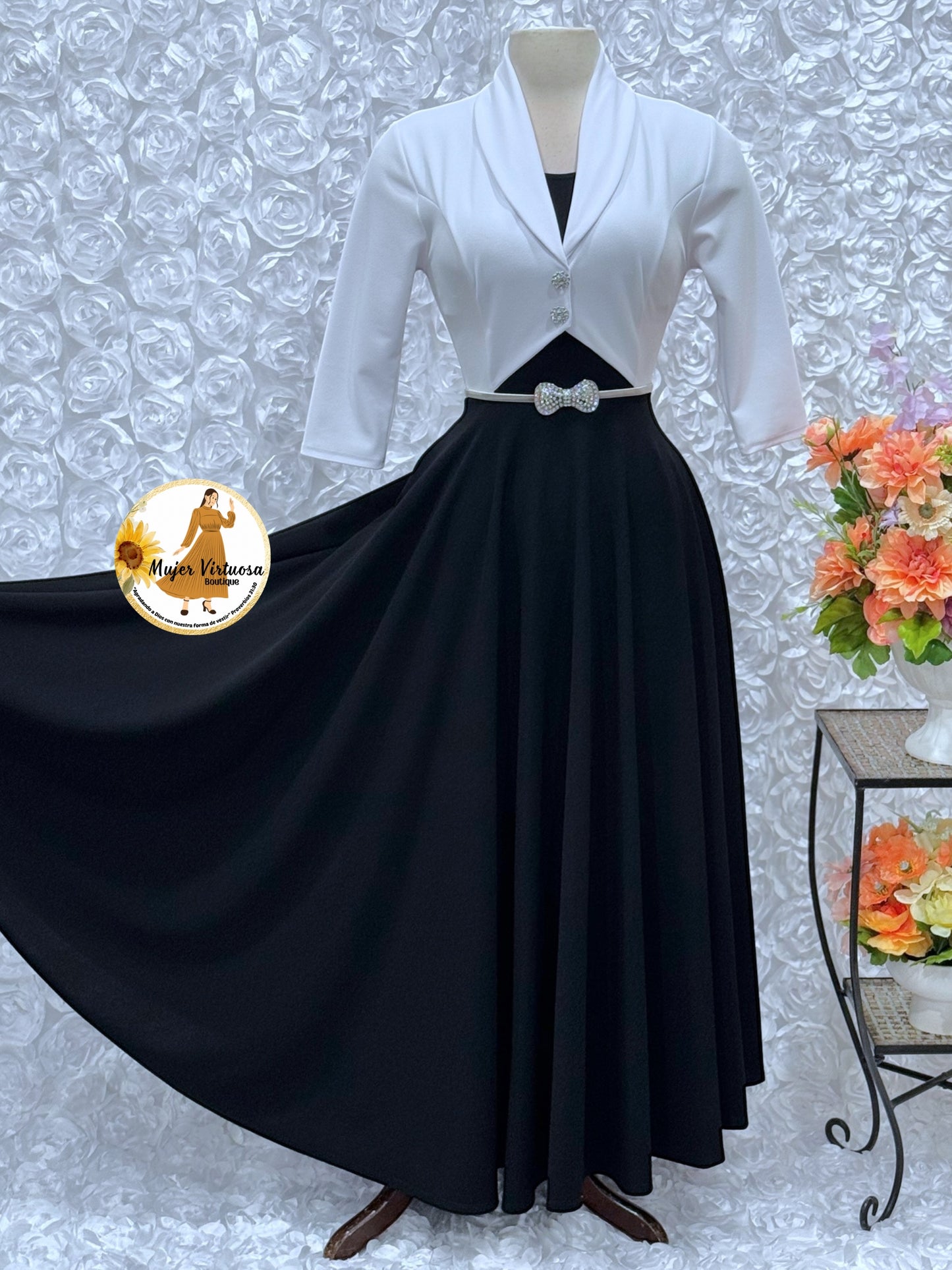 White/Black Blazer Dress