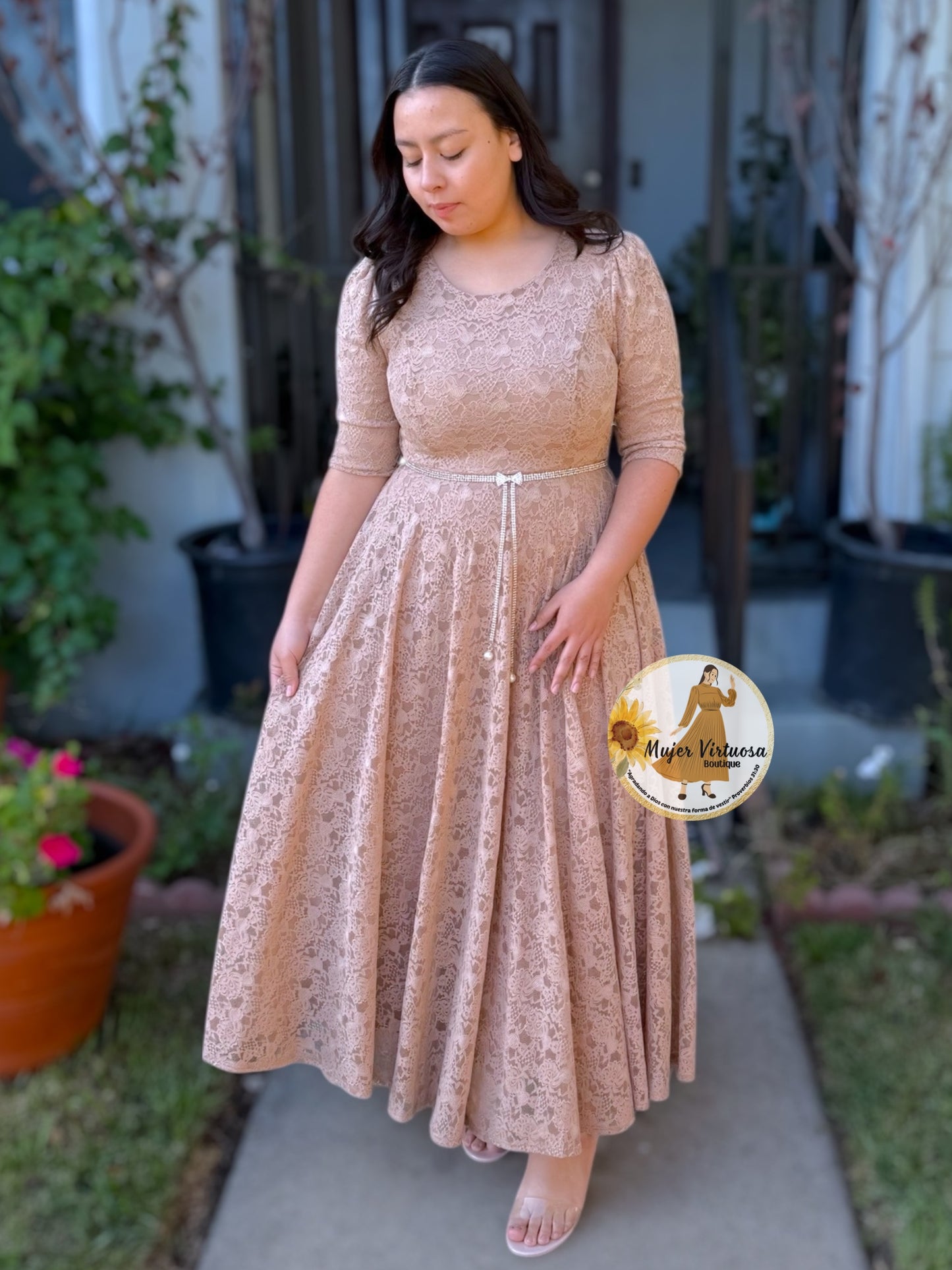 Camila Mocha Lace Dress