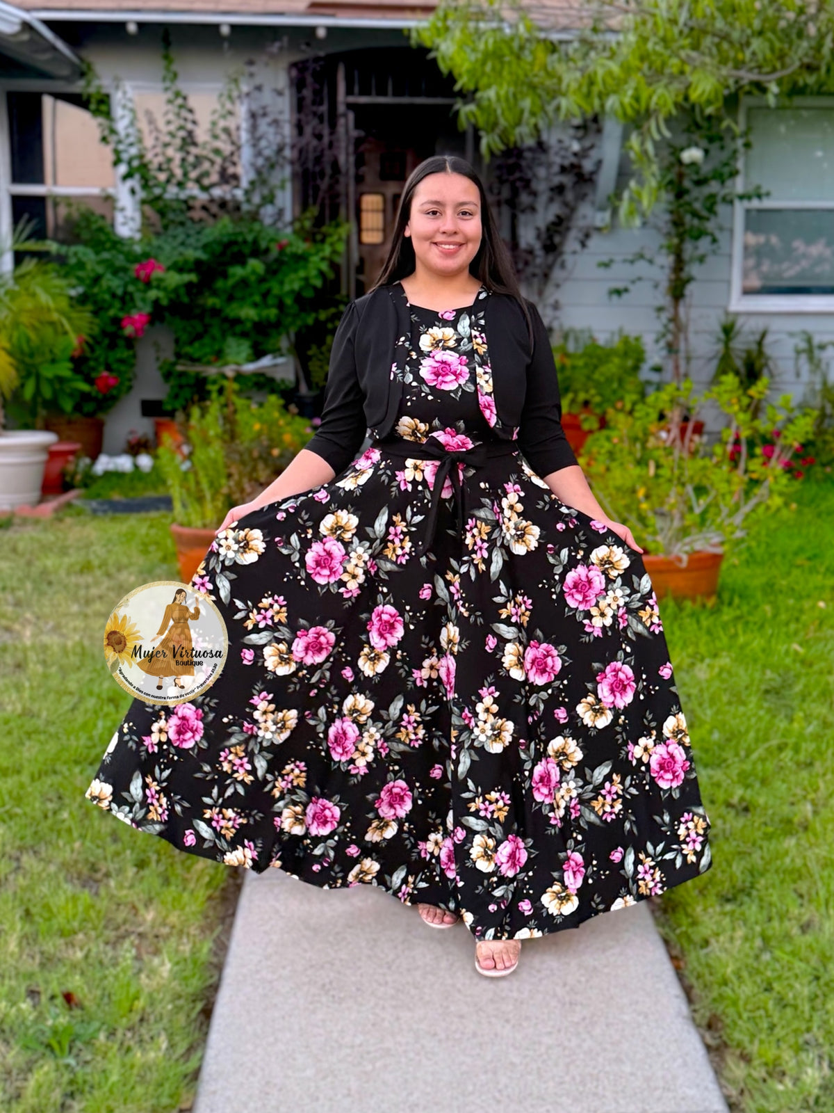 Emma Black Floral Blazer Dress