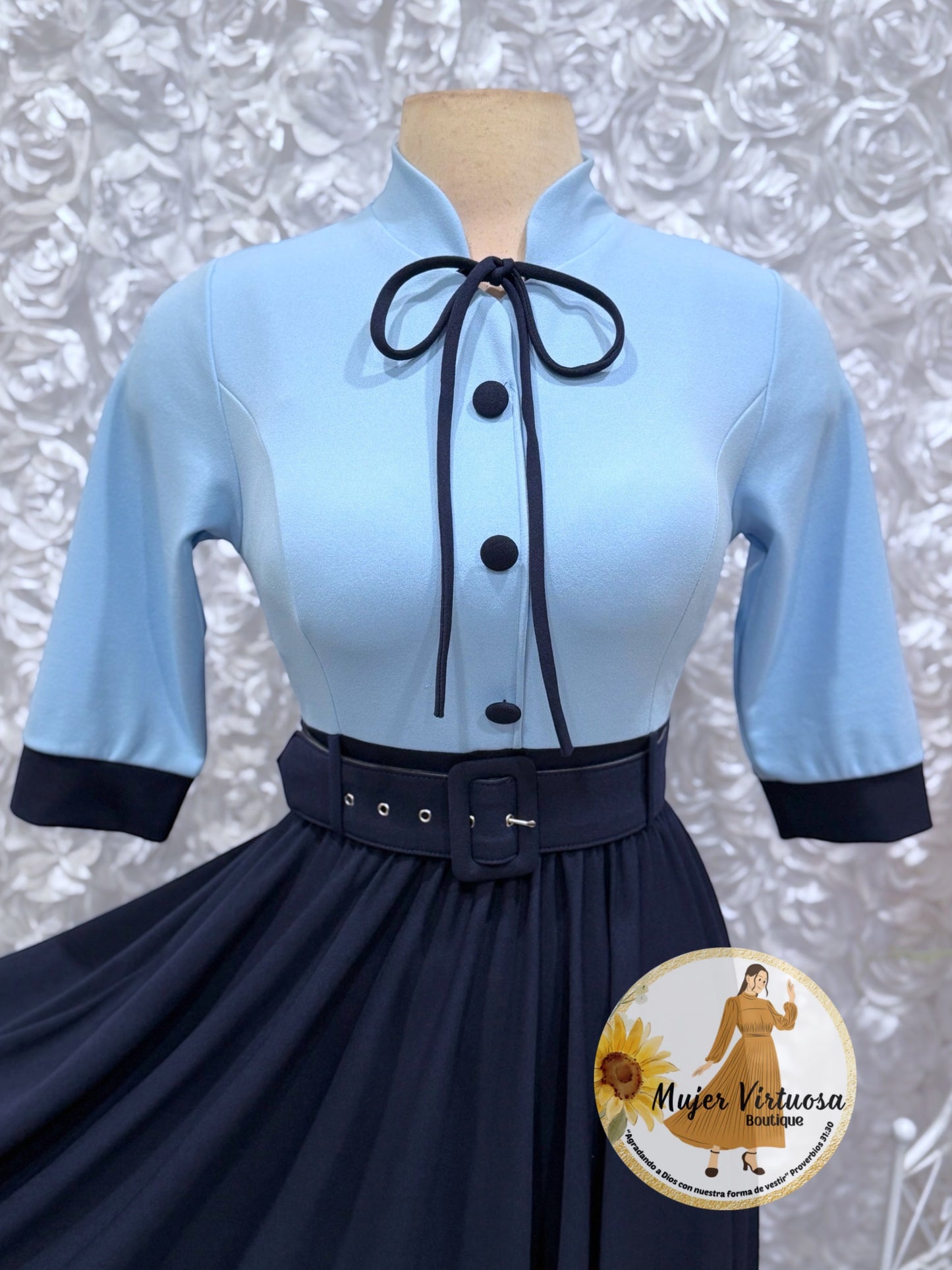 Maya Sky Blue & Navy Dress
