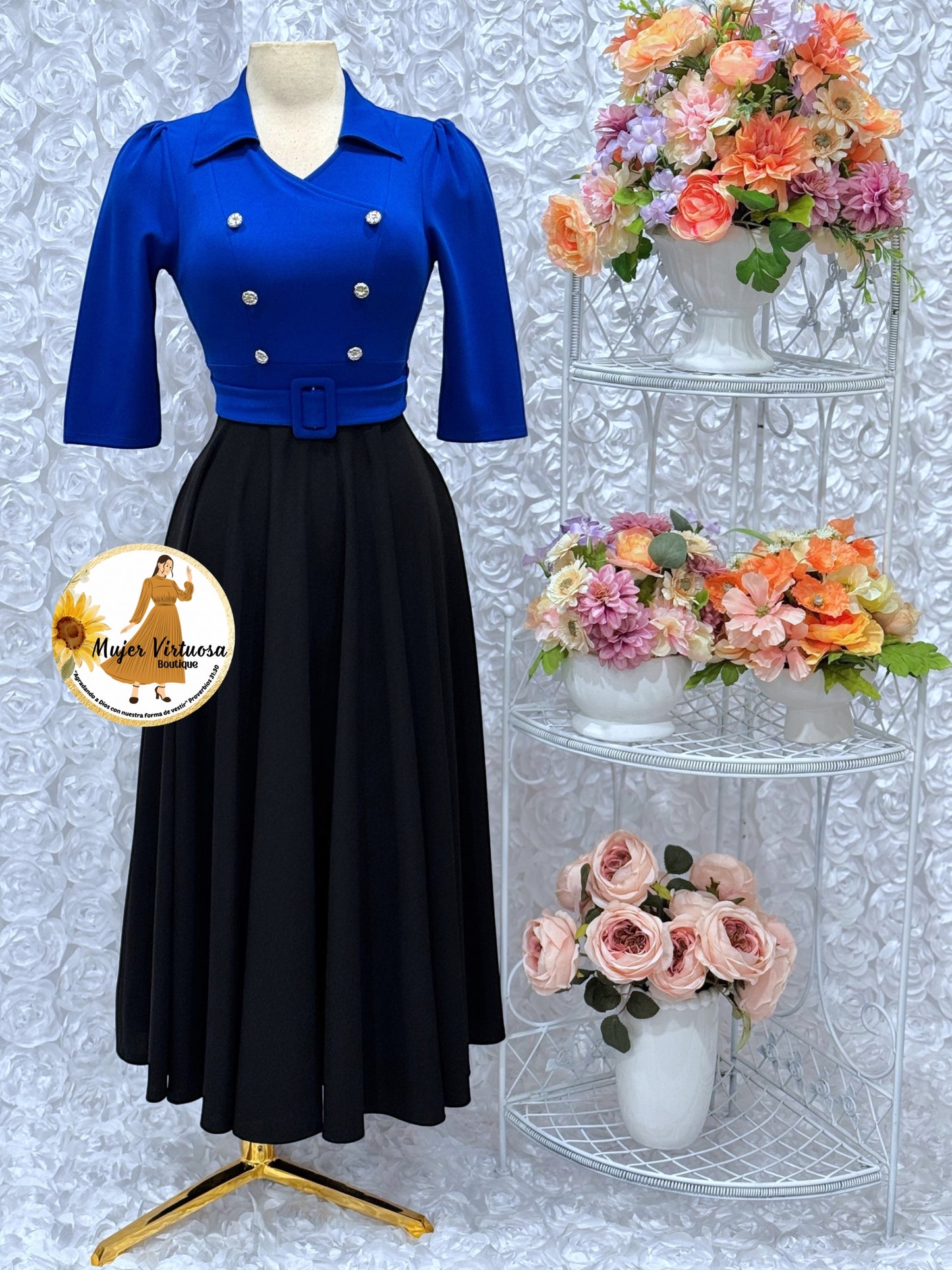 Frida Royal Blue/Black Dress