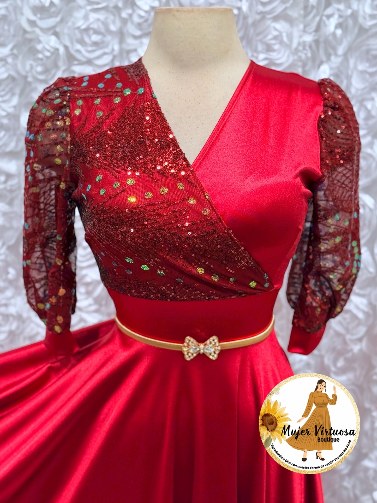 Charlotte Cherry Red Satin Dress