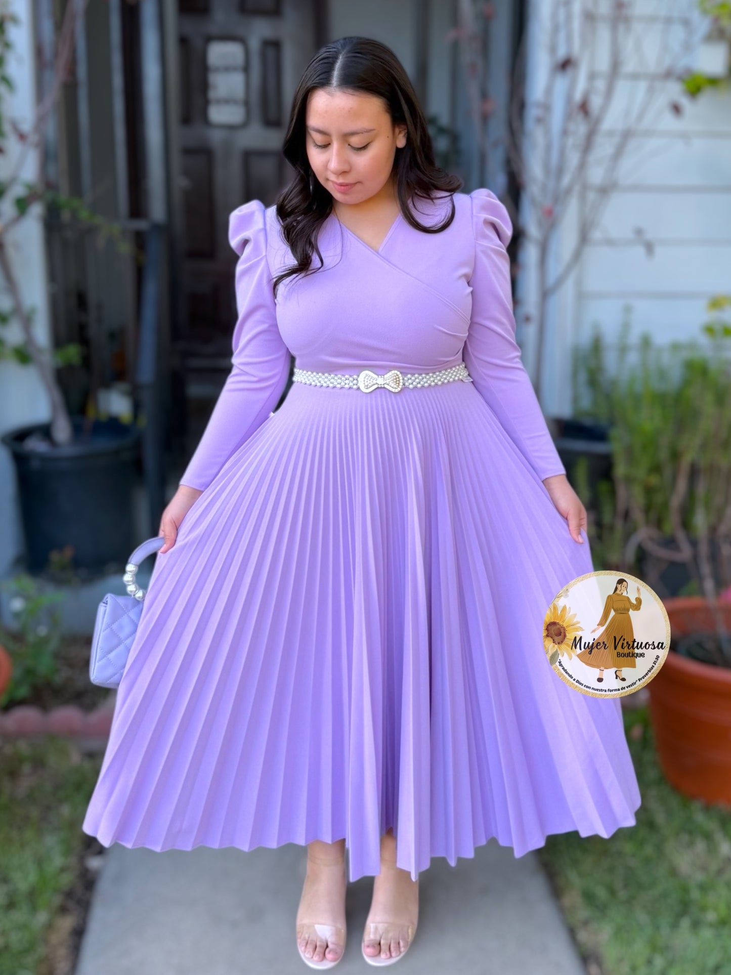 Yvette Lilac Pleated Dress