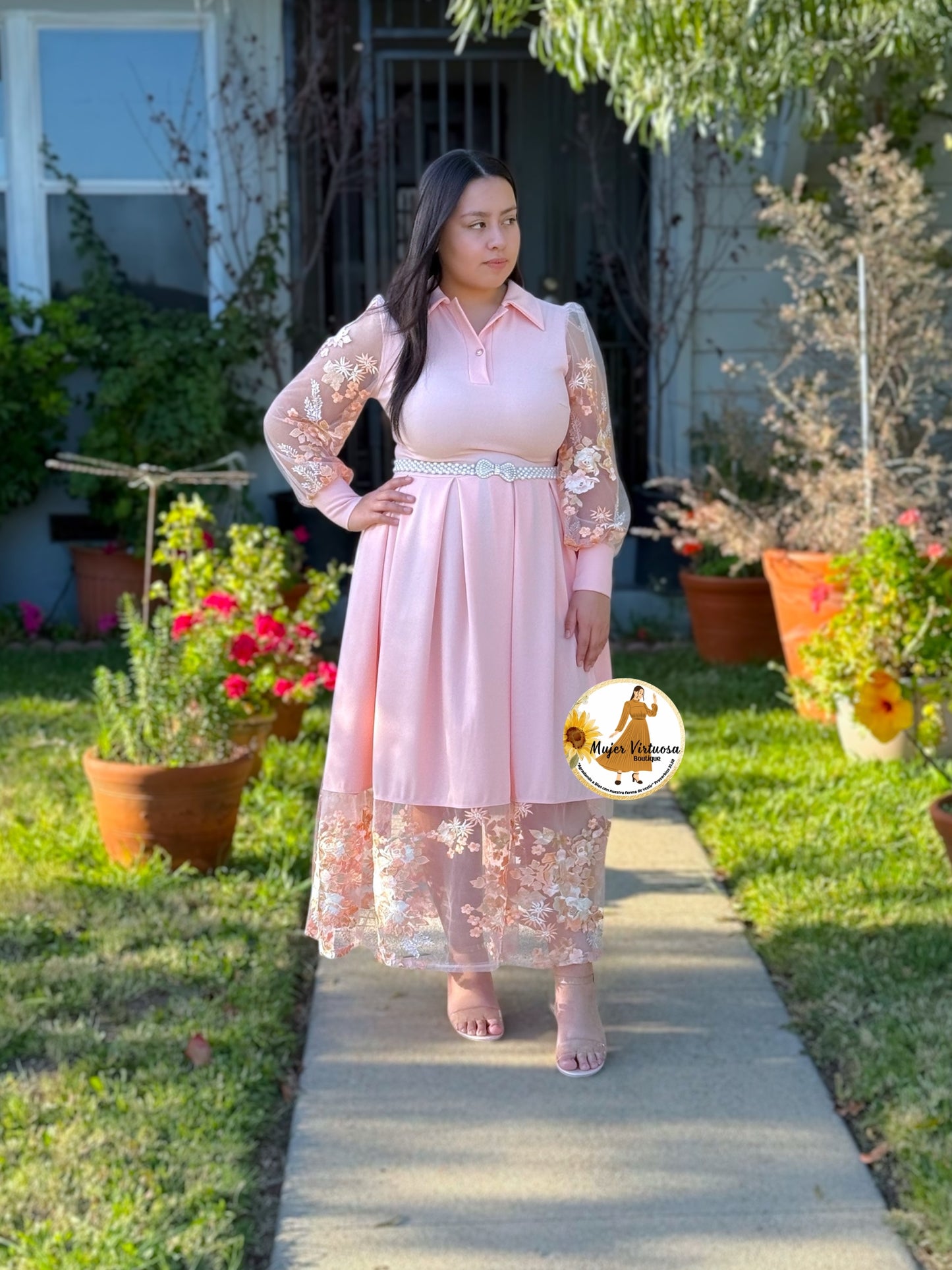 Belinda Melon Pleated Dress