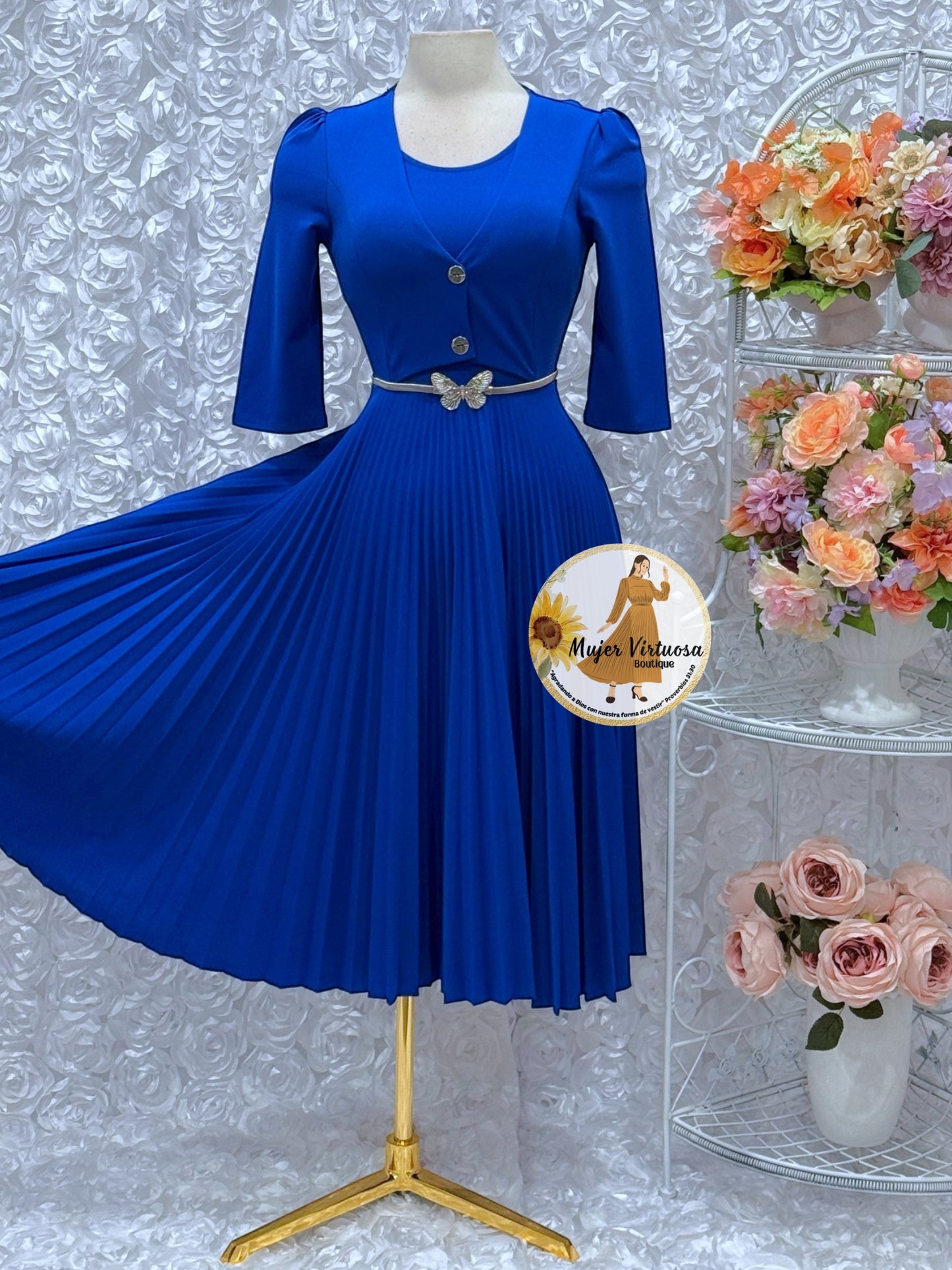 Milena Royal Blue Blazer Midi Dress