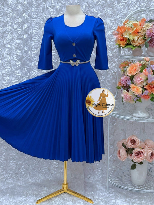 Milena Royal Blue Blazer Midi Dress