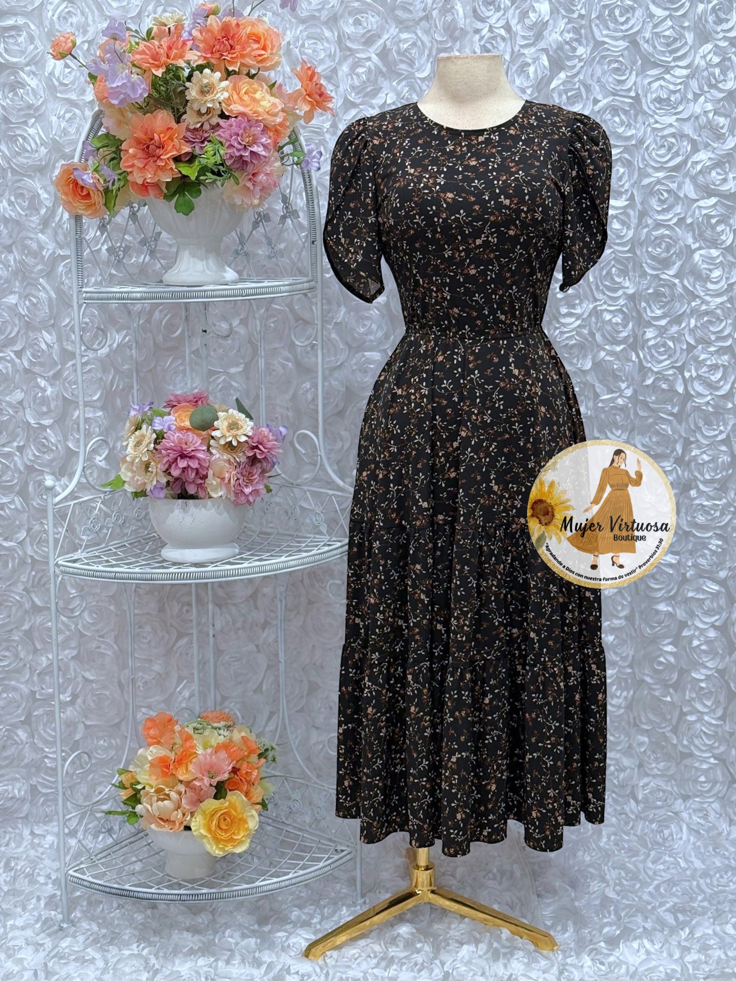 Abigail Black Floral Dress