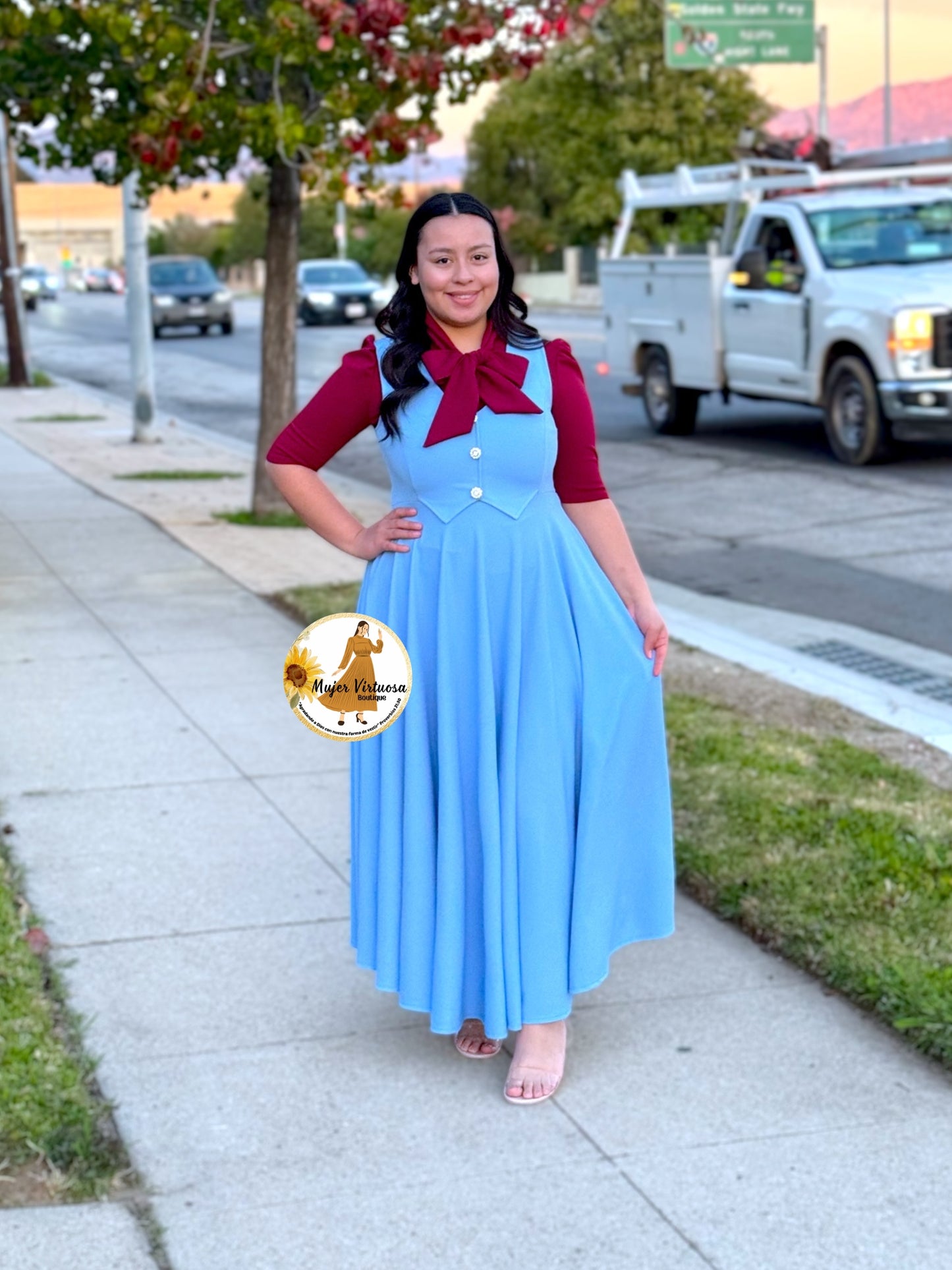 Sara Sky Blue Vest Overall