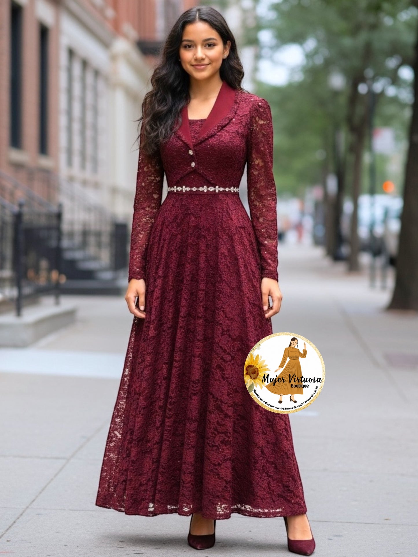 Sully Burgundy Lace Blazer Dress