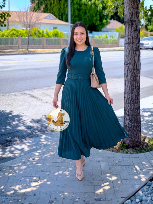 Sheila Hunter Green Pleated Dress