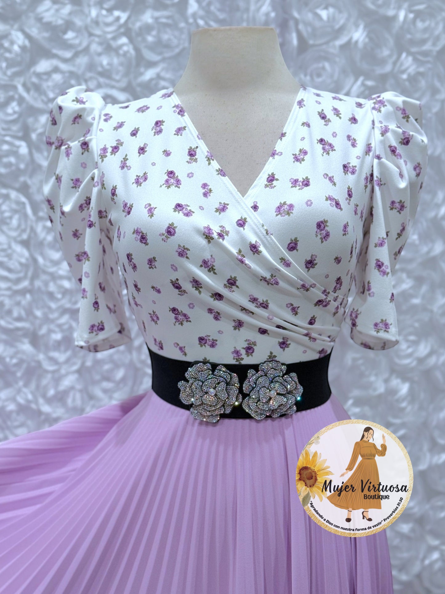 Jessica White/Lilac Floral Dress