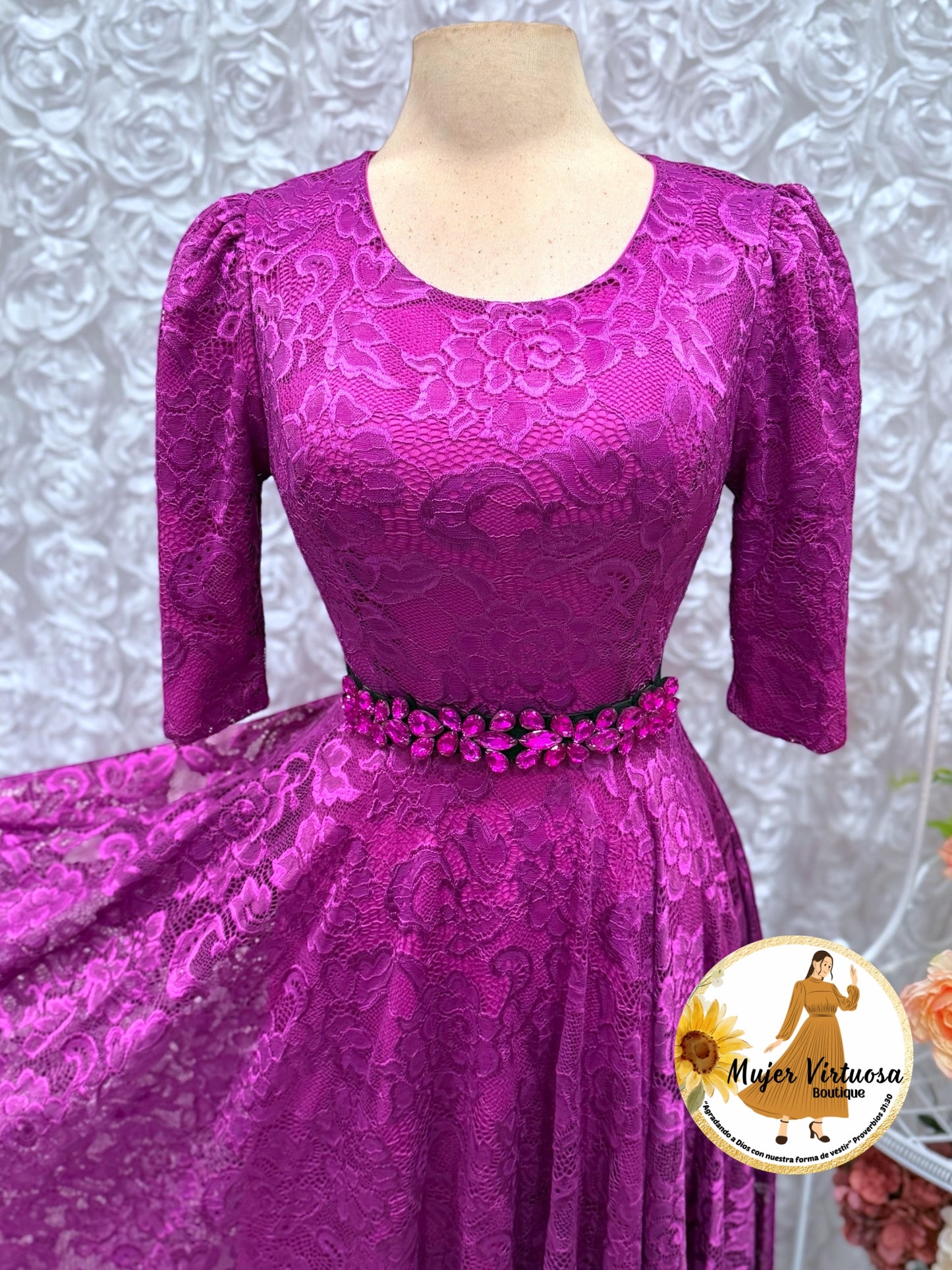 Camila Magenta Lace Dress