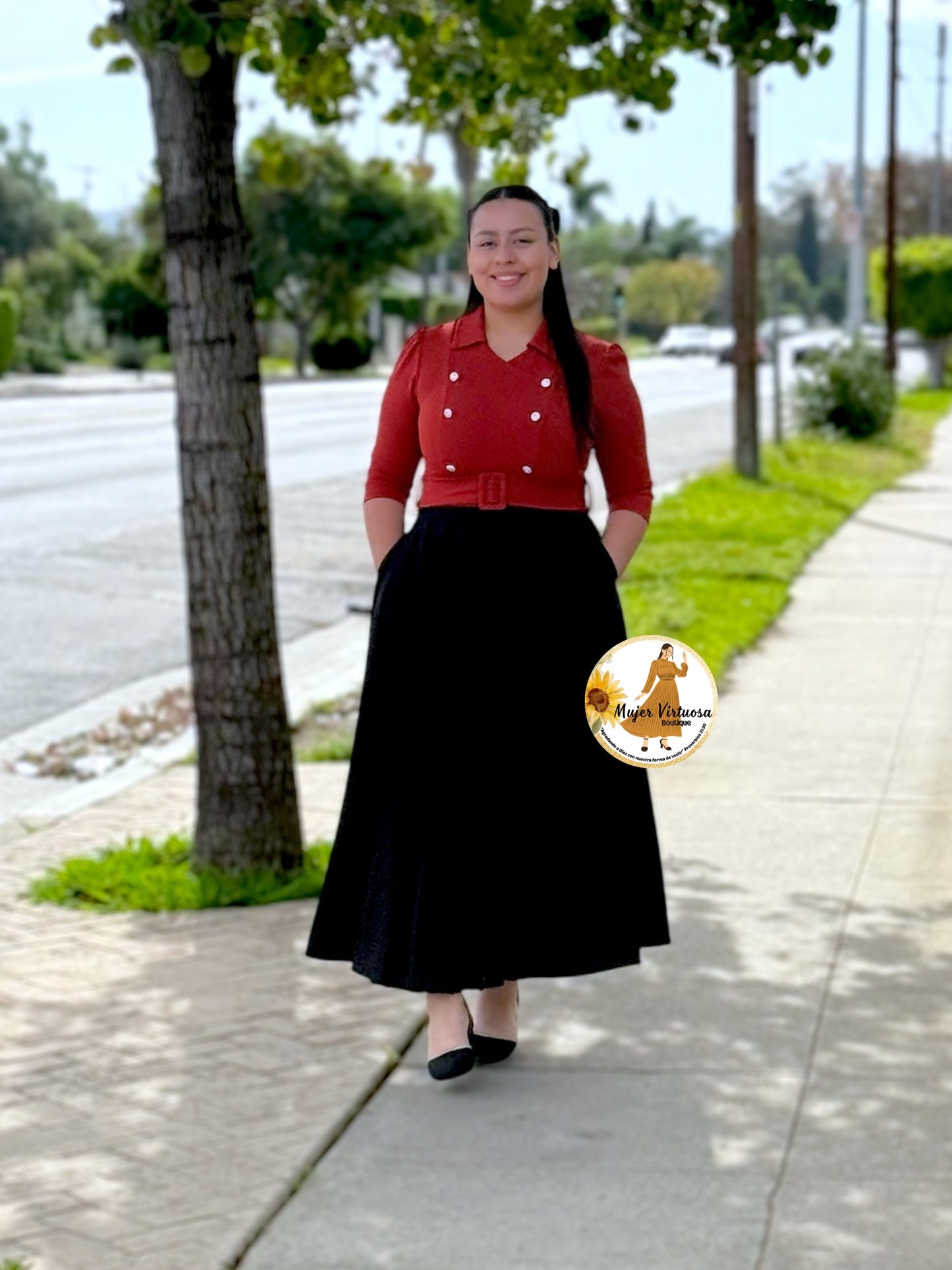Frida Terracota & Black Dress