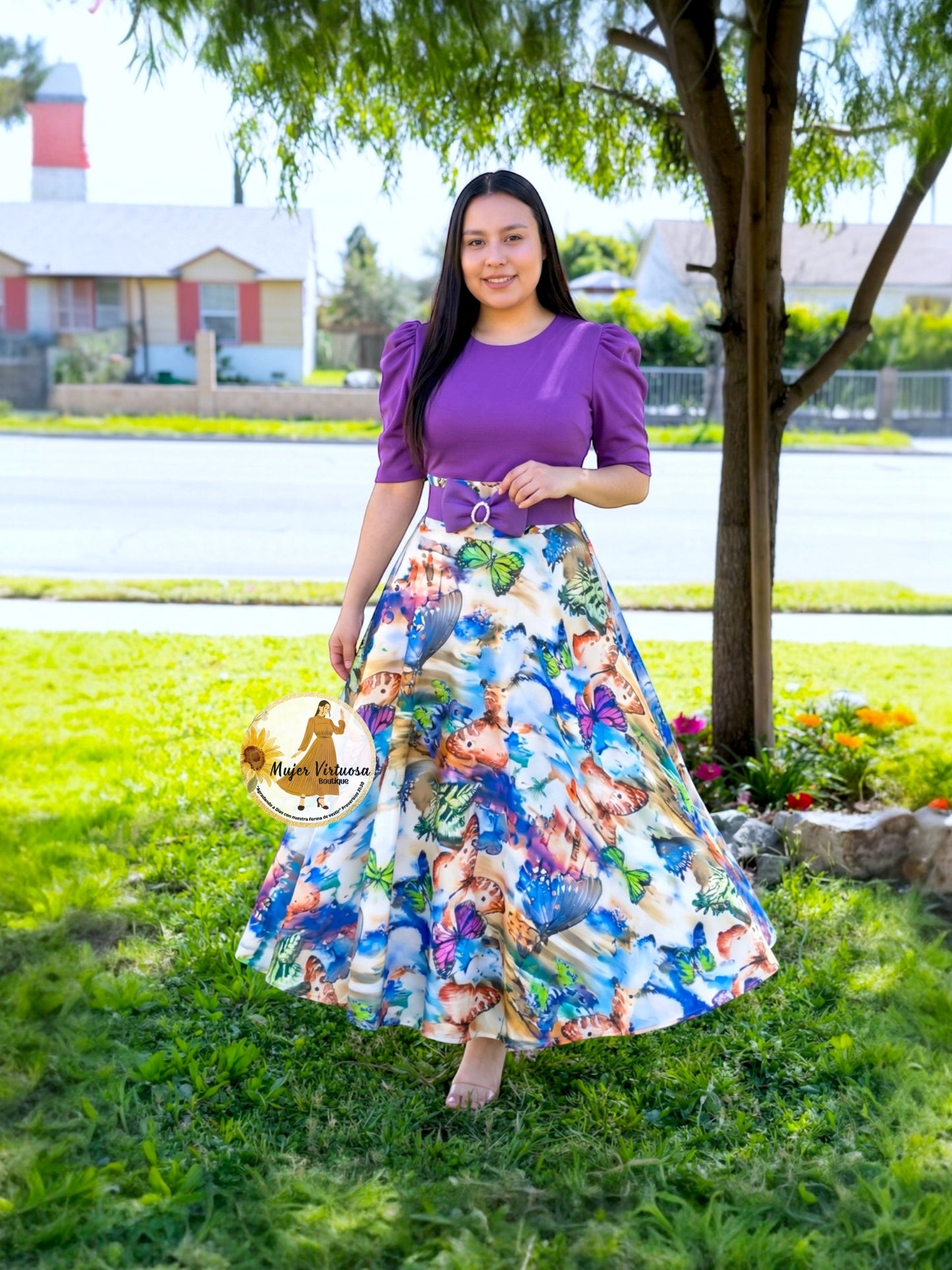 Eliana Violet Butterfly Dress