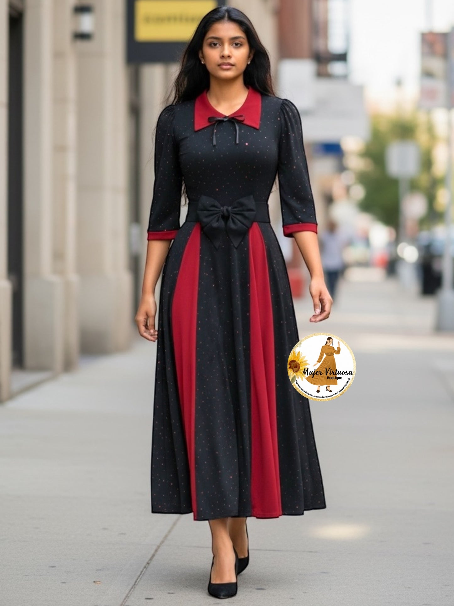 Victoria Burgundy & Black Sequin Dress