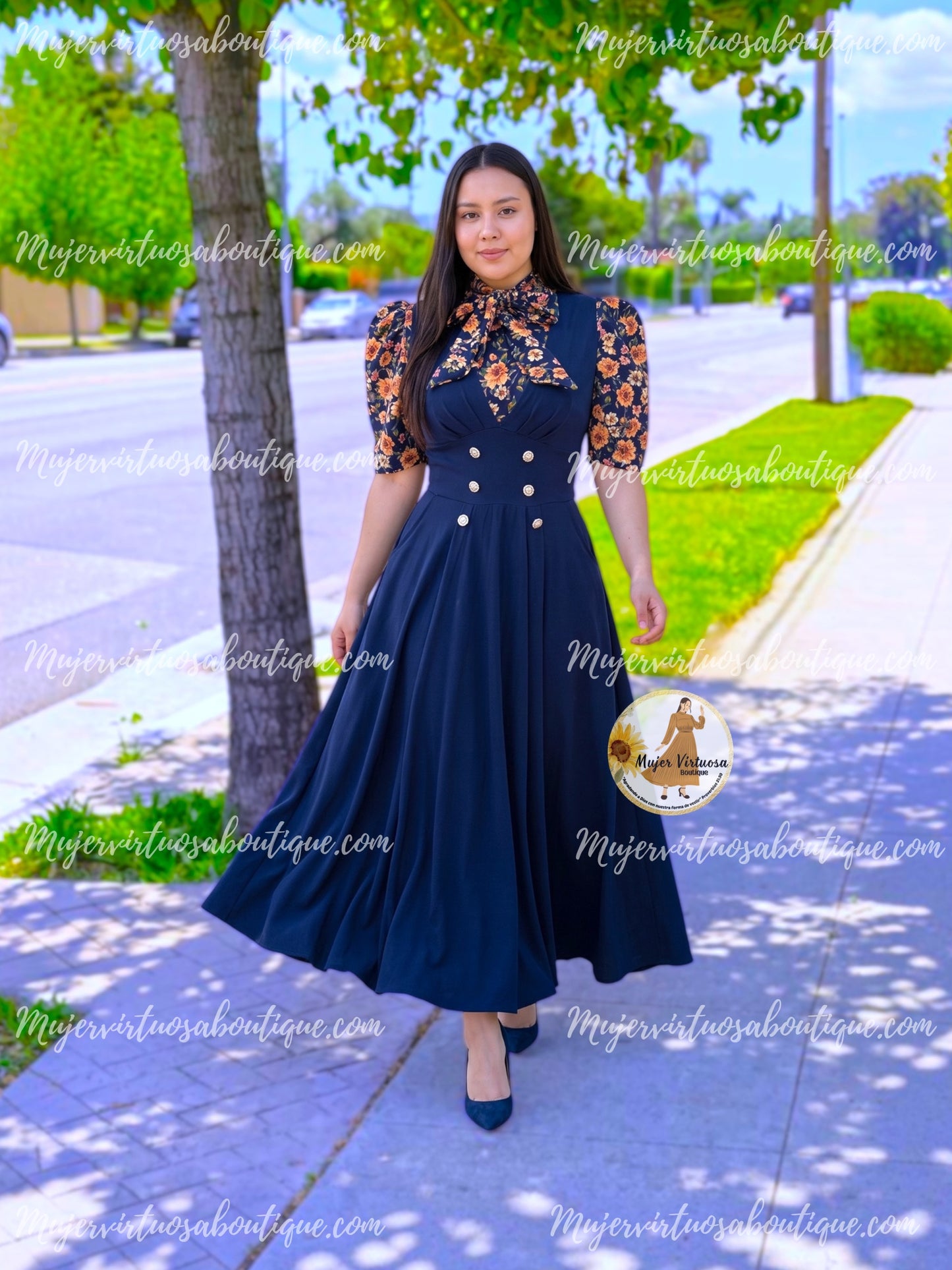 Mindy Navy Overall Dress