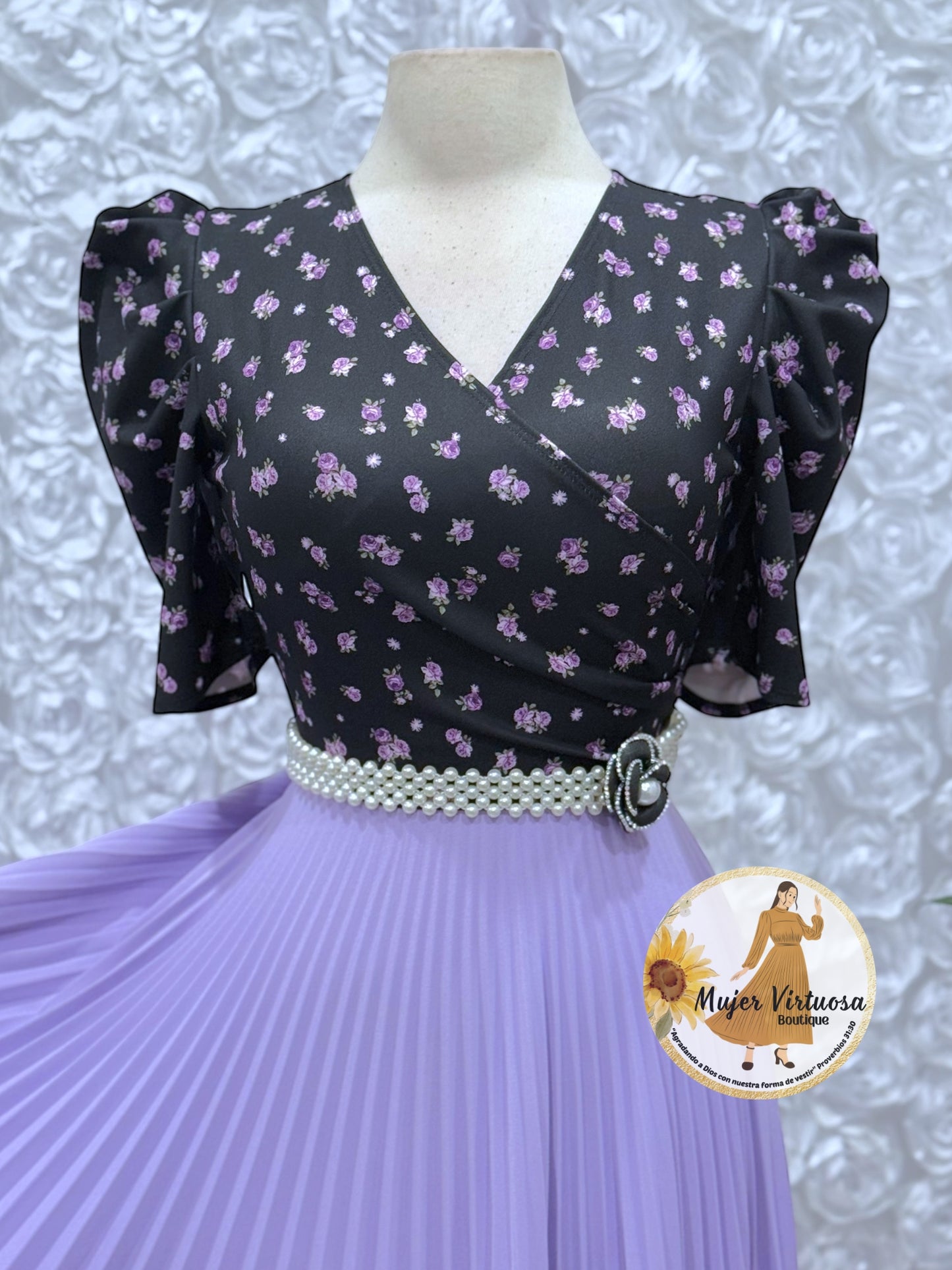Jessica Black/Lilac Midi Dress