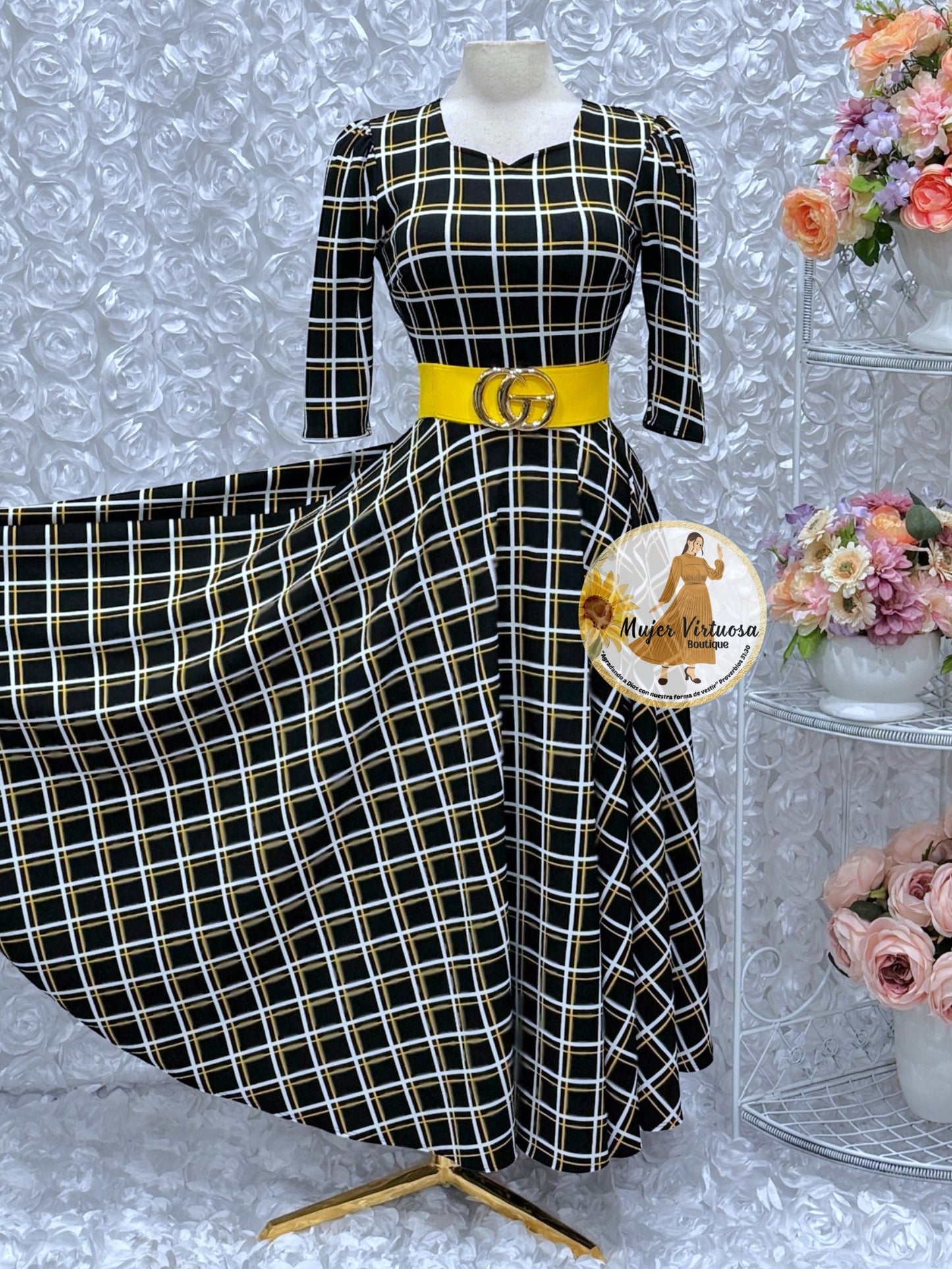 Lucy Black/Yellow Plaid Dress